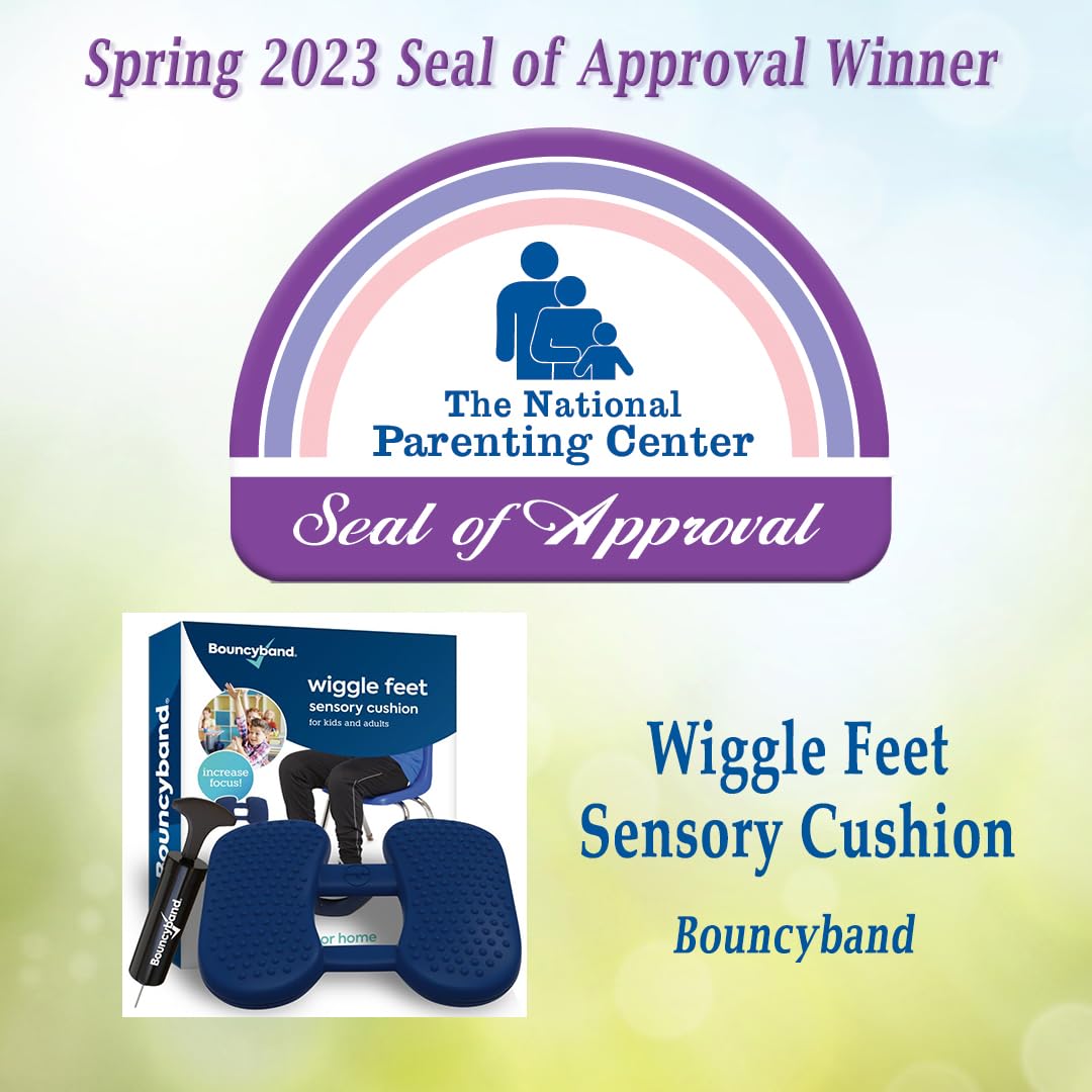 Bouncy Bands Wiggle Feet, Dark Blue – Quiet Desk Fidget Cushion for Focus (12" x 9" x 2.5")