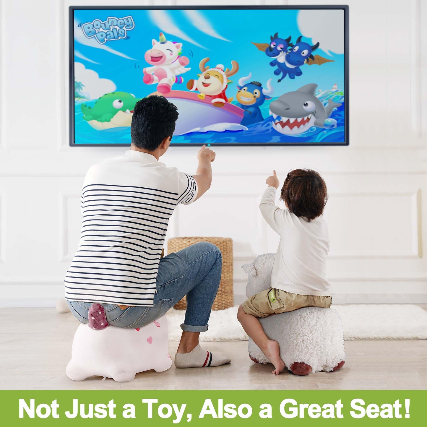 Bouncy Pals Sheep Hopping Horse – Toddler Plush Ride-On Bouncer for Ages 18 Months to 5 Years