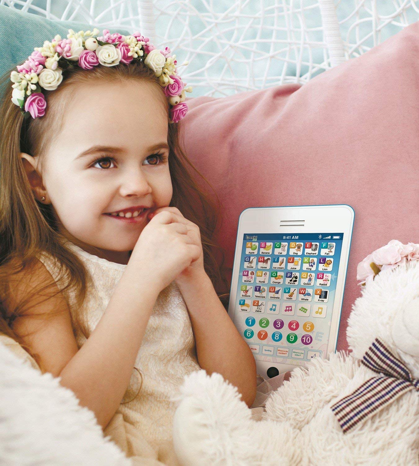 Boxiki Kids 6-in-1 Phone Toy – Educational Tablet & Laptop for Toddlers (White/Blue)