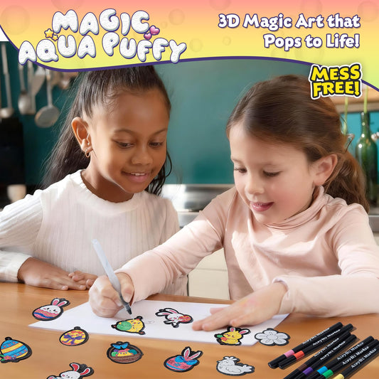 BoxNoble Magic Aqua Puffs – Mess-Free 3D Art Craft Kits for Kids Ages 4–10 (Easter)