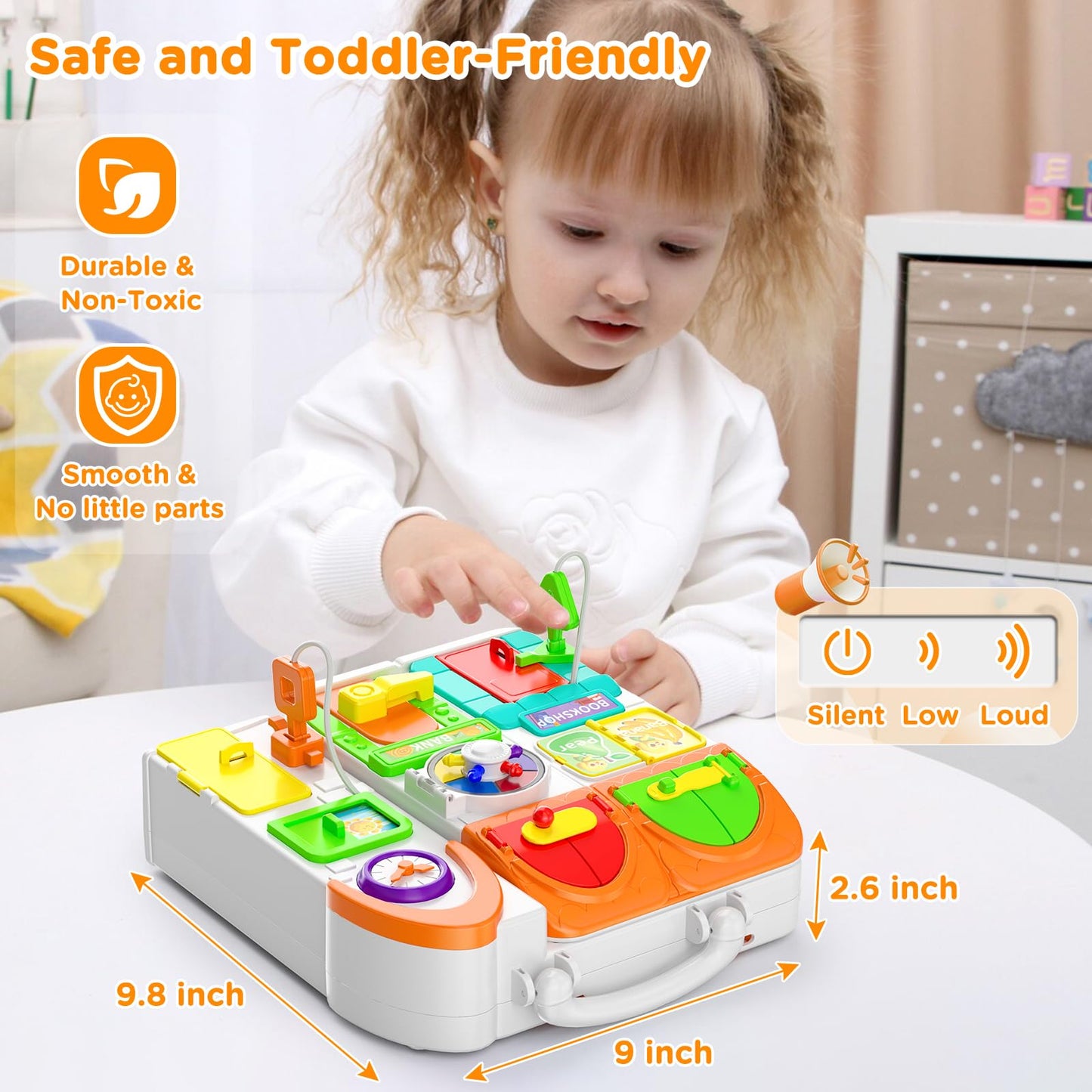 BQU Montessori Busy Board for Toddlers – Bilingual 12-18 Months Toy