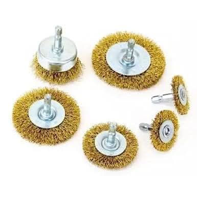6pc Wire Wheel and Cup Brush Set - Rotary Power Drill Rust Paint Remover