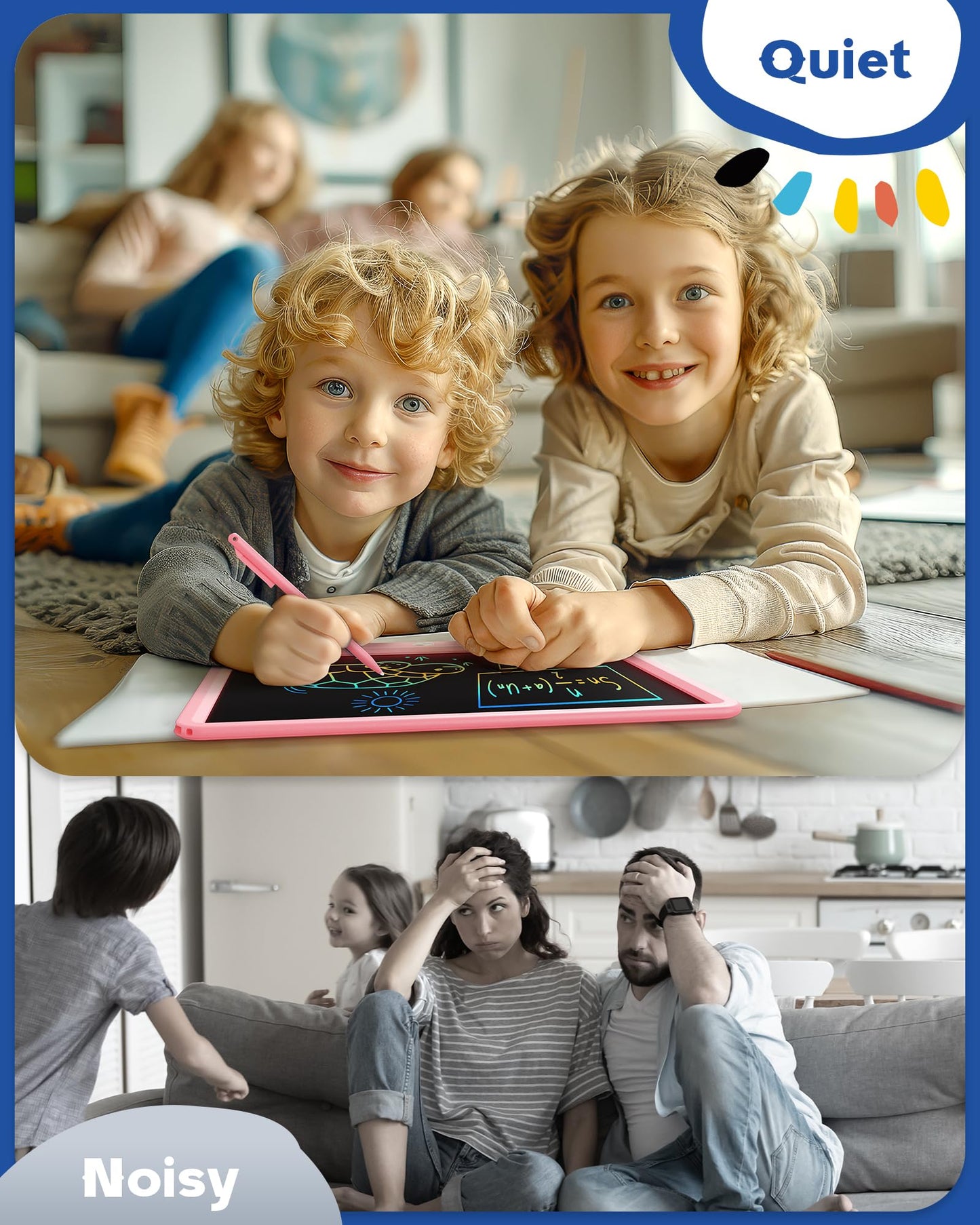 Bravokids 12-Inch LCD Writing Tablet for Kids – Pink Doodle Board & Drawing Pad