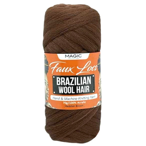 Magic Collection Brazilian Wool Hair - REDDISH BROWN Lightweight & Versatile Styling for Natural Hair Enthusiasts 70 g/2.47 oz