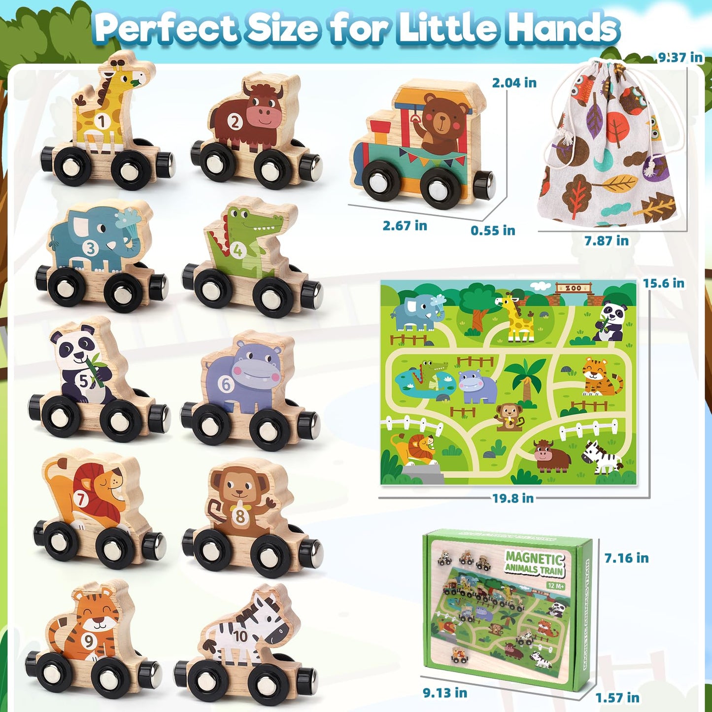 Brialice Montessori Wooden Animal Farm Train Set – Educational Magnetic Train for Toddlers 1–4