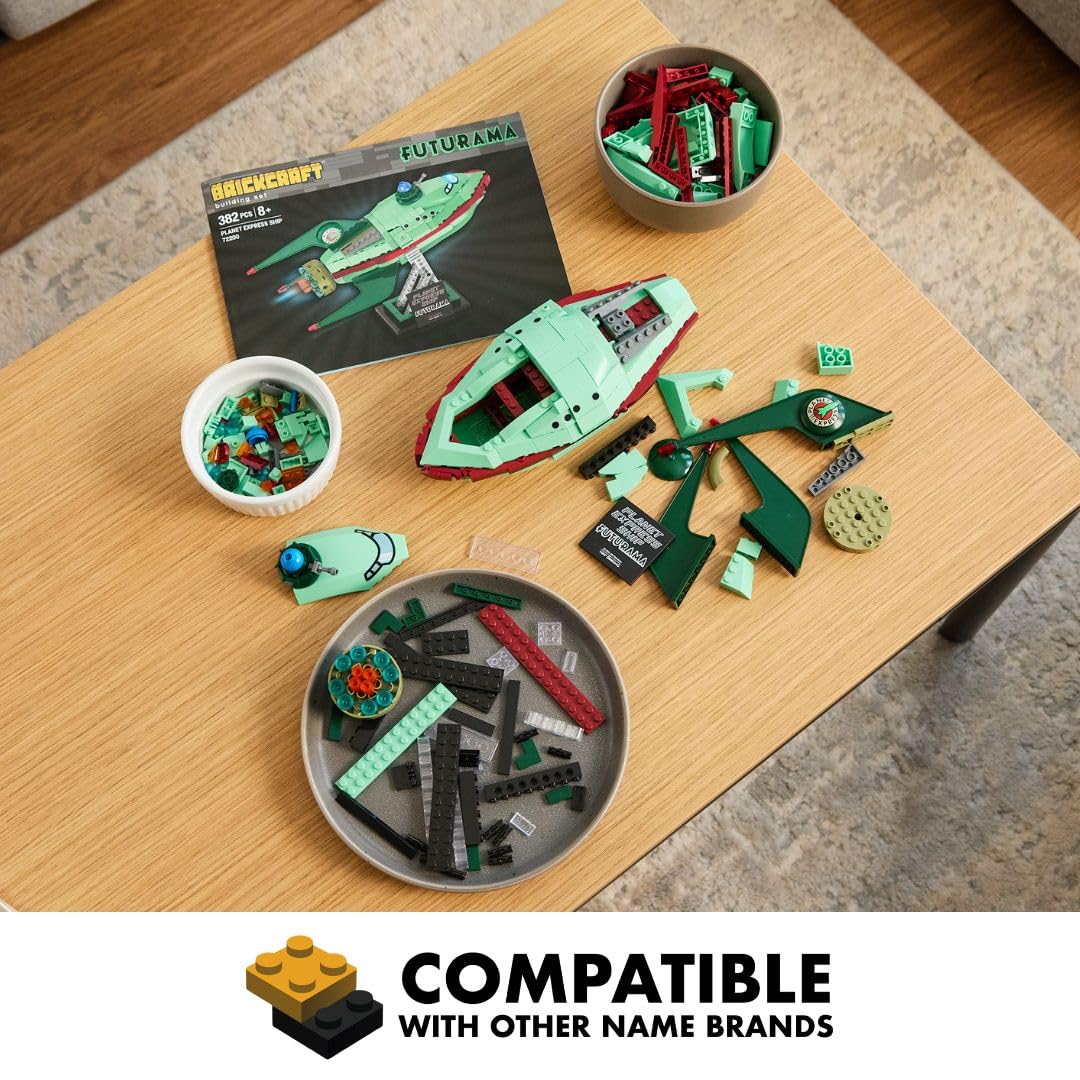 Brickcraft Futurama Planet Express Ship Building Kit — 382-Piece Display Model