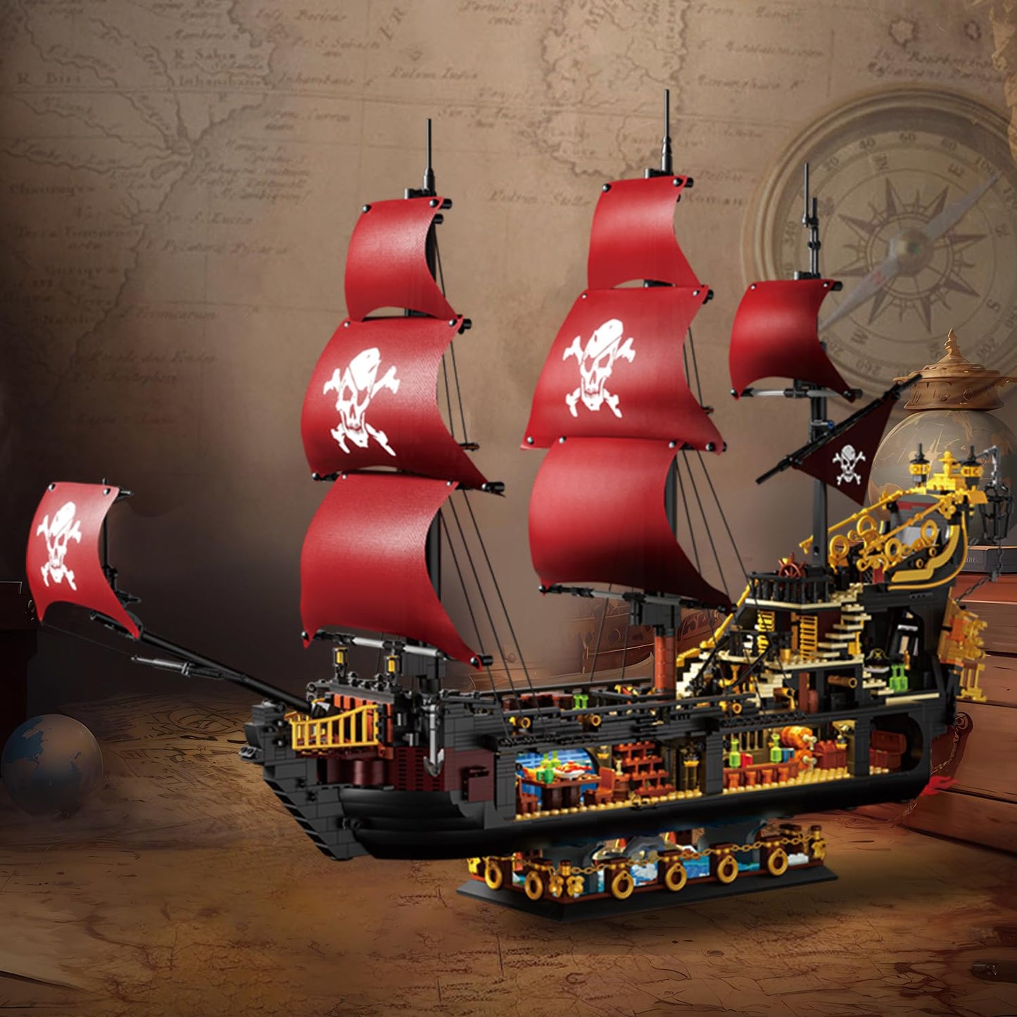 BrickTribe Queen Anne's Revenge Pirate Ship Kit – 3399 PCS, Not Compatible with Lego
