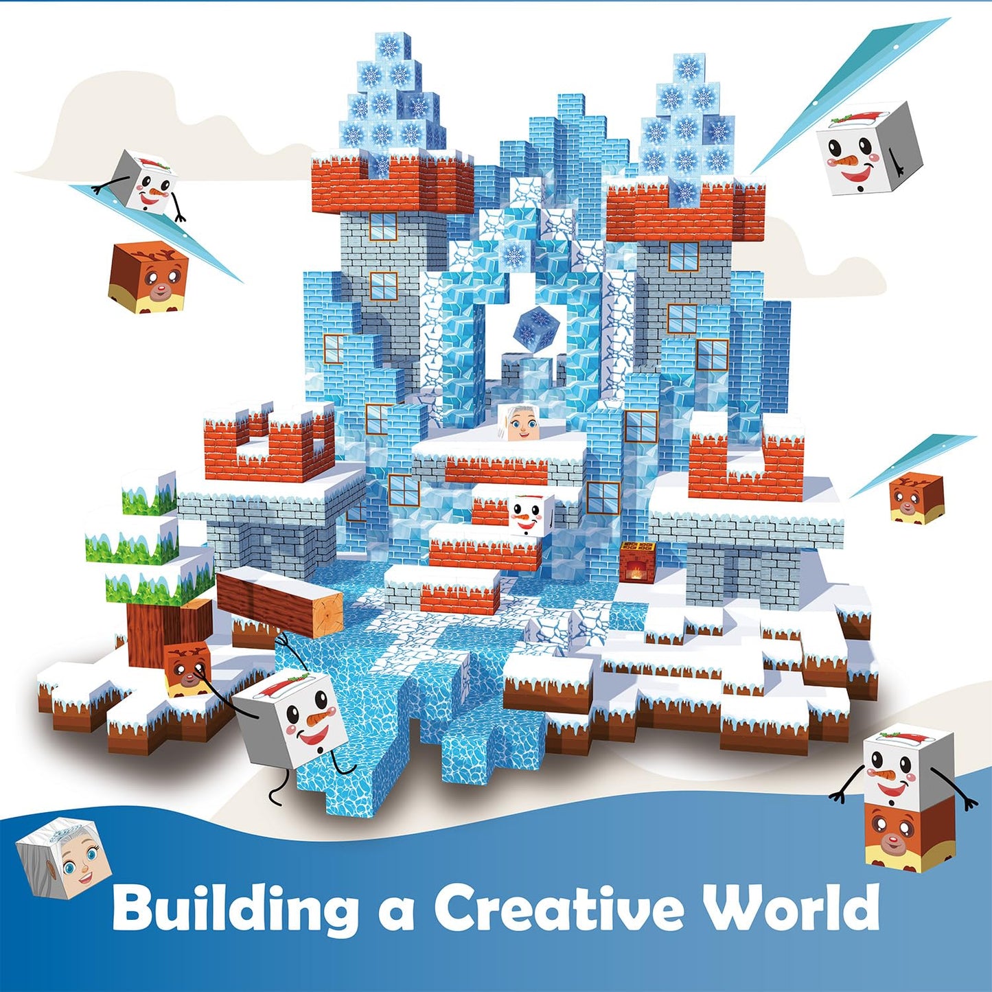 BrightBlox Magnetic Building Blocks – Ice-Castle STEM Toy
