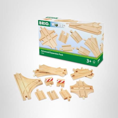 BRIO World Advanced Expansion Pack – 11-Piece Wooden Track & Switches | FSC-Certified & Compatible with All Railways | Ages 3+