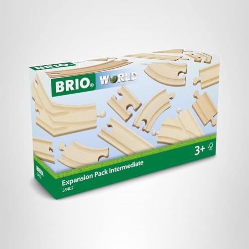 BRIO World Expansion Pack Intermediate — 16-Piece FSC Wooden Train Tracks with Switches