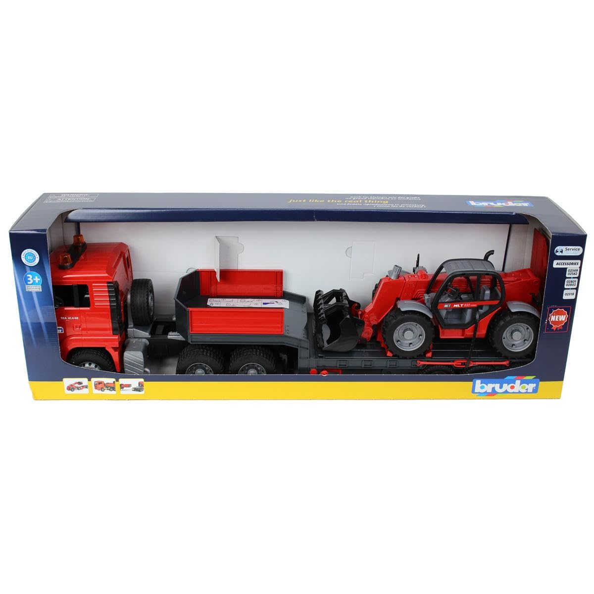 Bruder 02774 Man TGA Low Loader Truck with Manitou Loader – Realistic Construction Toy