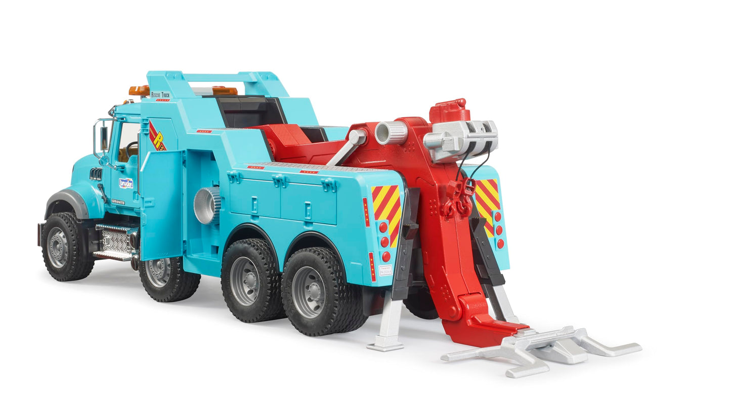 Bruder 02831 Mack Granite Heavy Rescue Wrecker Toy with Light & Sound Module