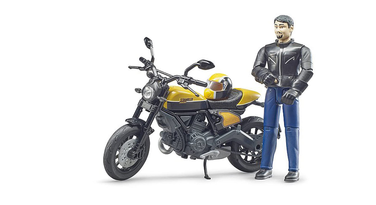 Bruder Scrambler 63053 Ducati Full Throttle with Driver – Realistic Mini Motorcycle Playset