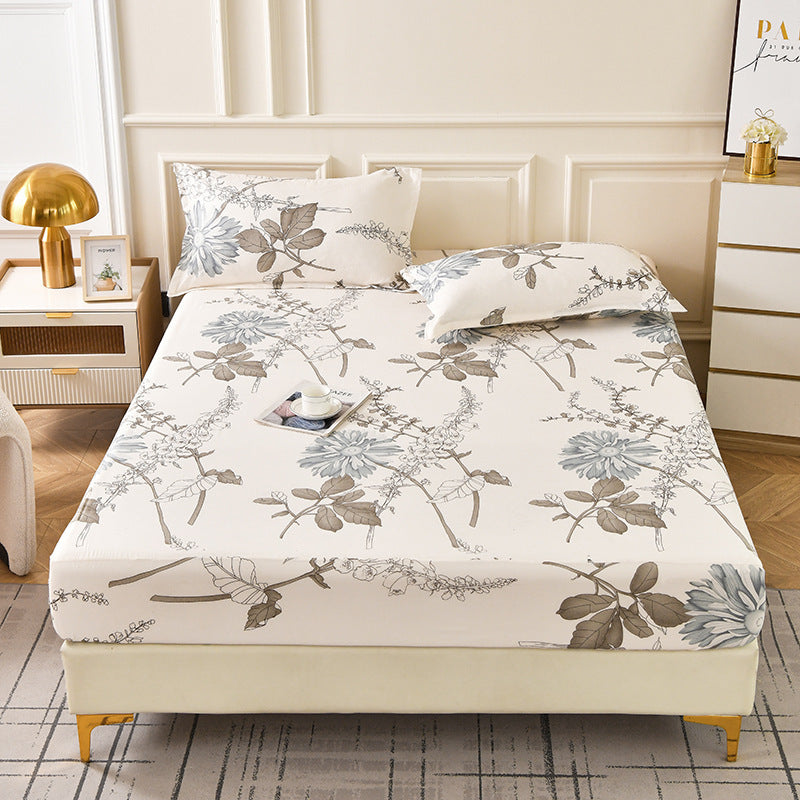 Brushed Fitted Bedsheet with Printed Pillowcases