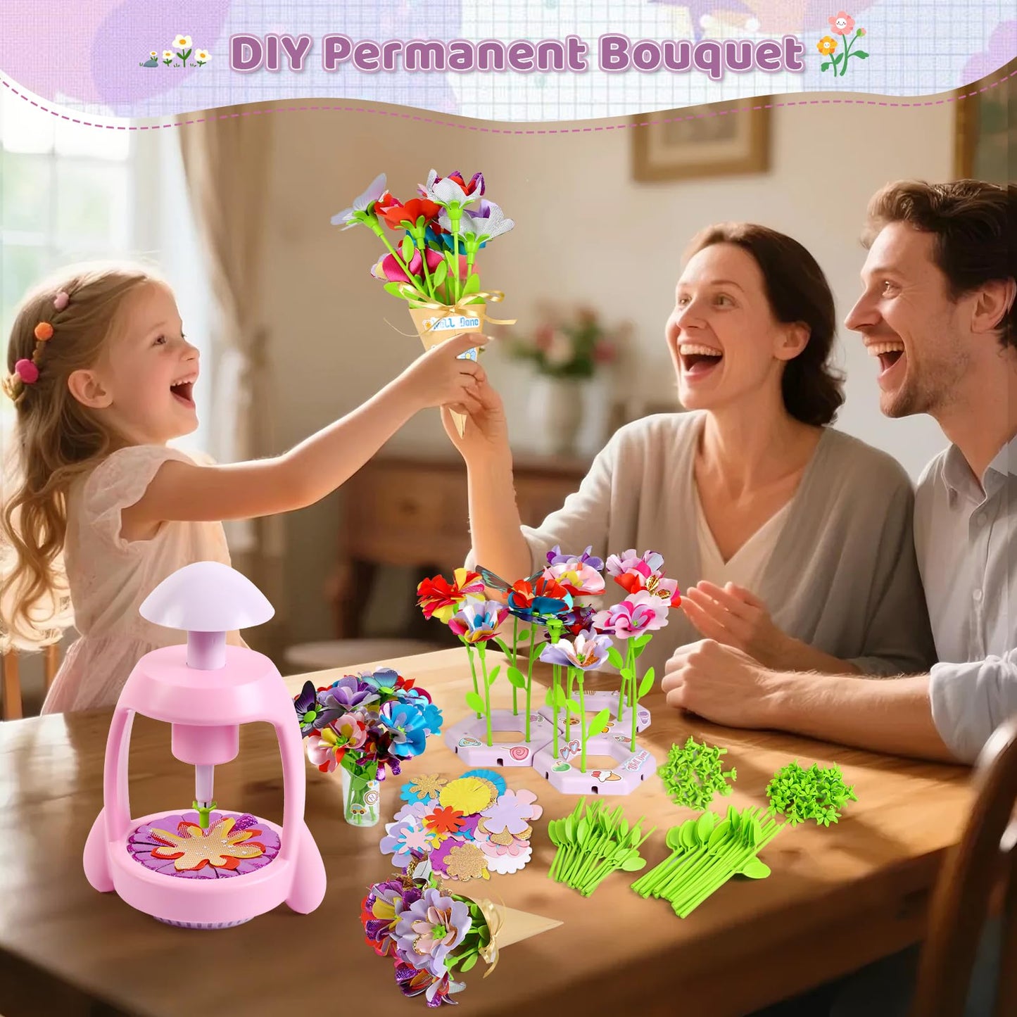 Bsgifts Fabric Flower Press Kit for Kids 3-12 – DIY Flower Craft Set