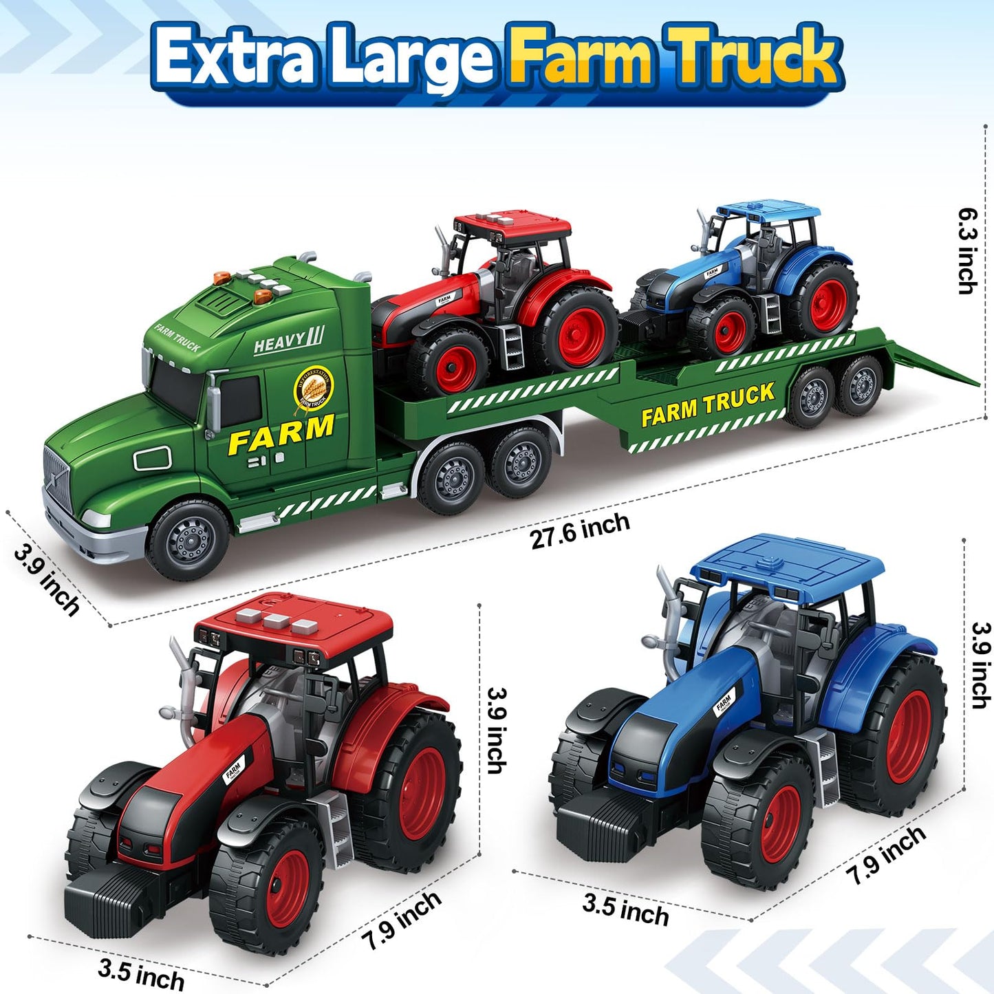 Bstoyder 3-in-1 Toddler Truck Set – 27-Inch Friction Truck with Lights and Sounds