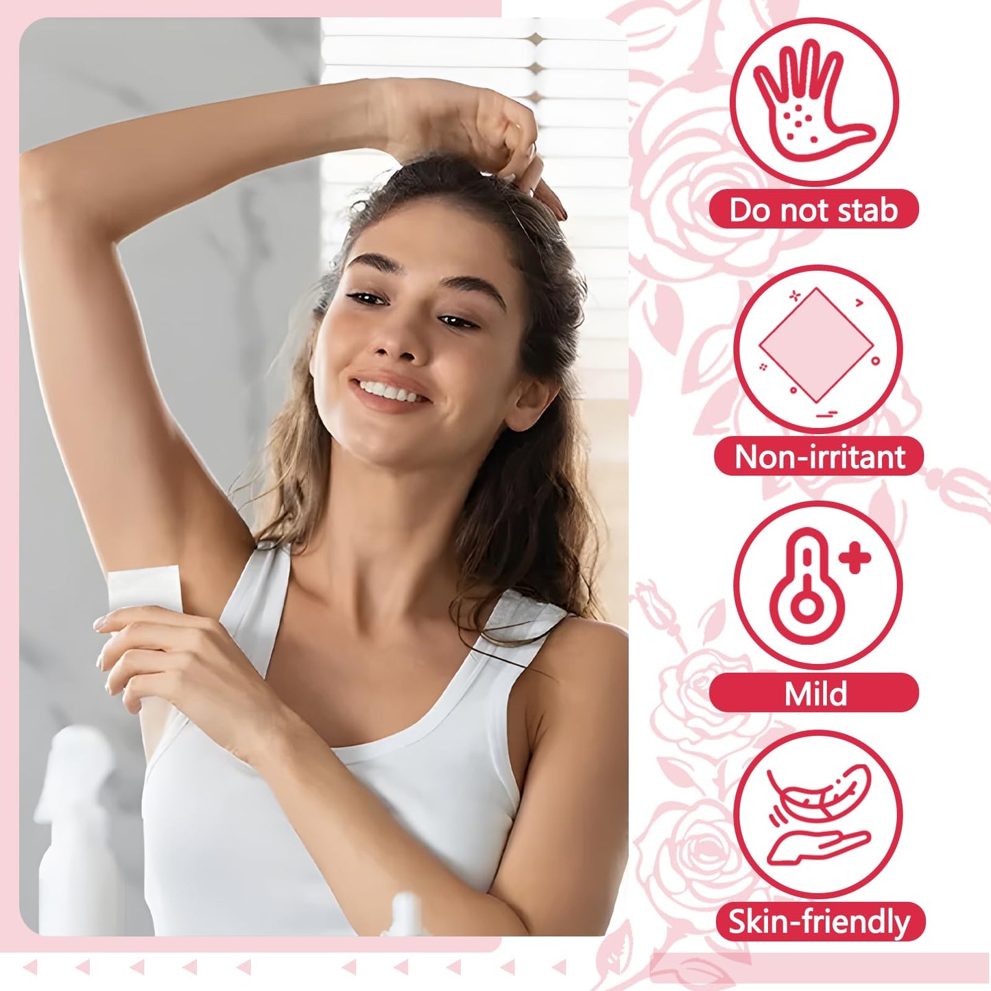 BUAEL Mini Deodorant Wipes – 150 Rose Scent Travel Wipes, Hypoallergenic