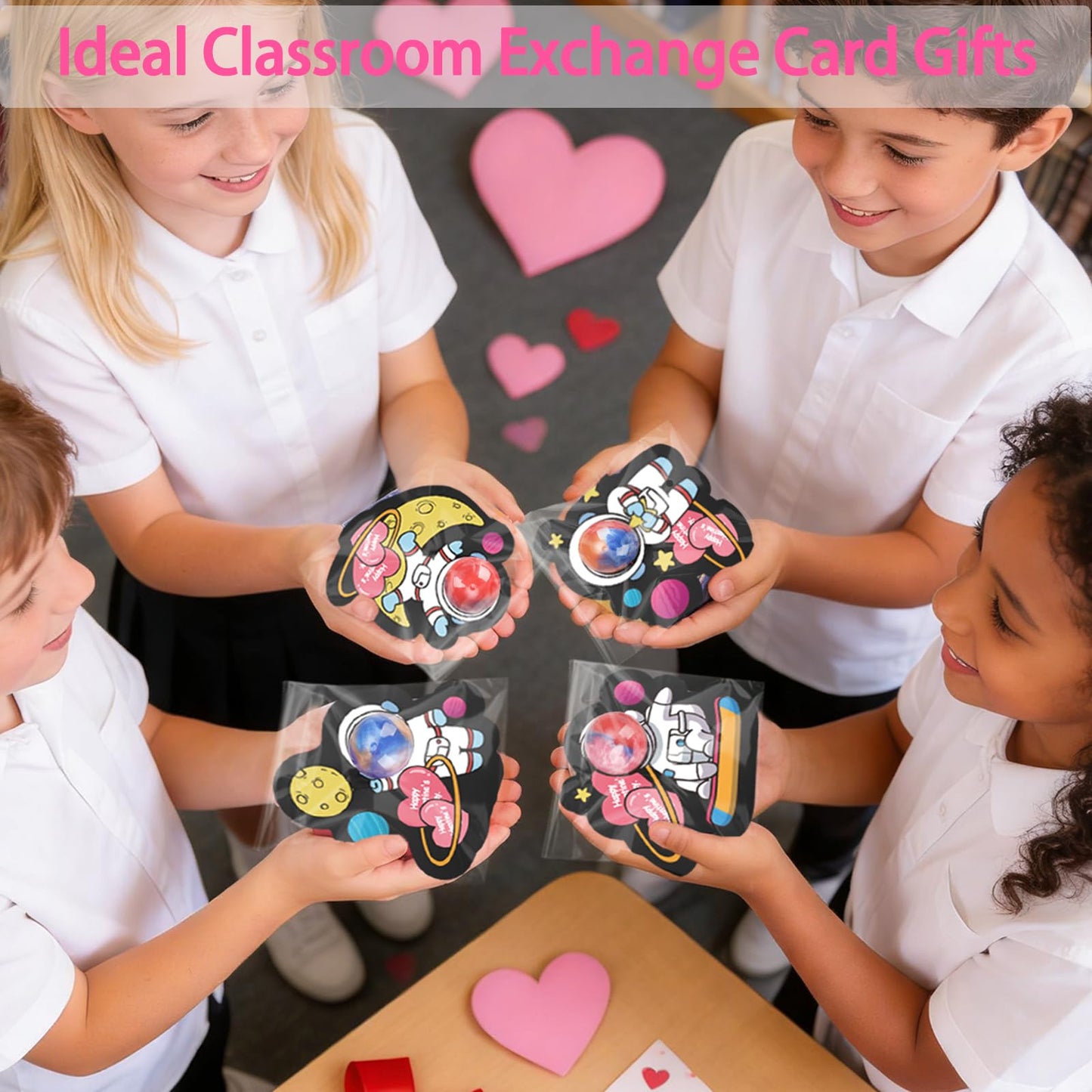 Budbof 28-Pack Galaxy Slime Valentines Cards for Kids – Classroom Valentine Gifts & Party Favors