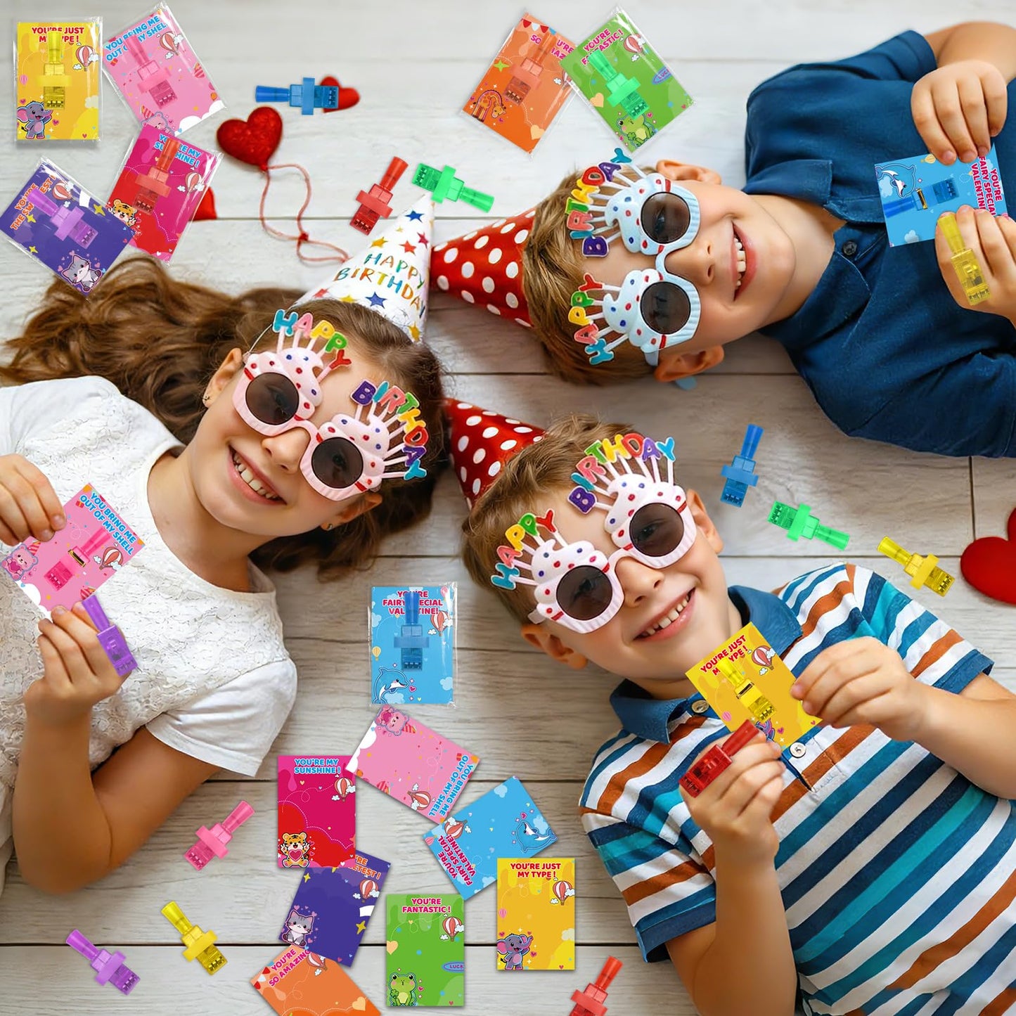 Budbof 28-Pack Valentines Cards with Finger Lights | Glow-In-The-Dark Classroom Gifts for Kids