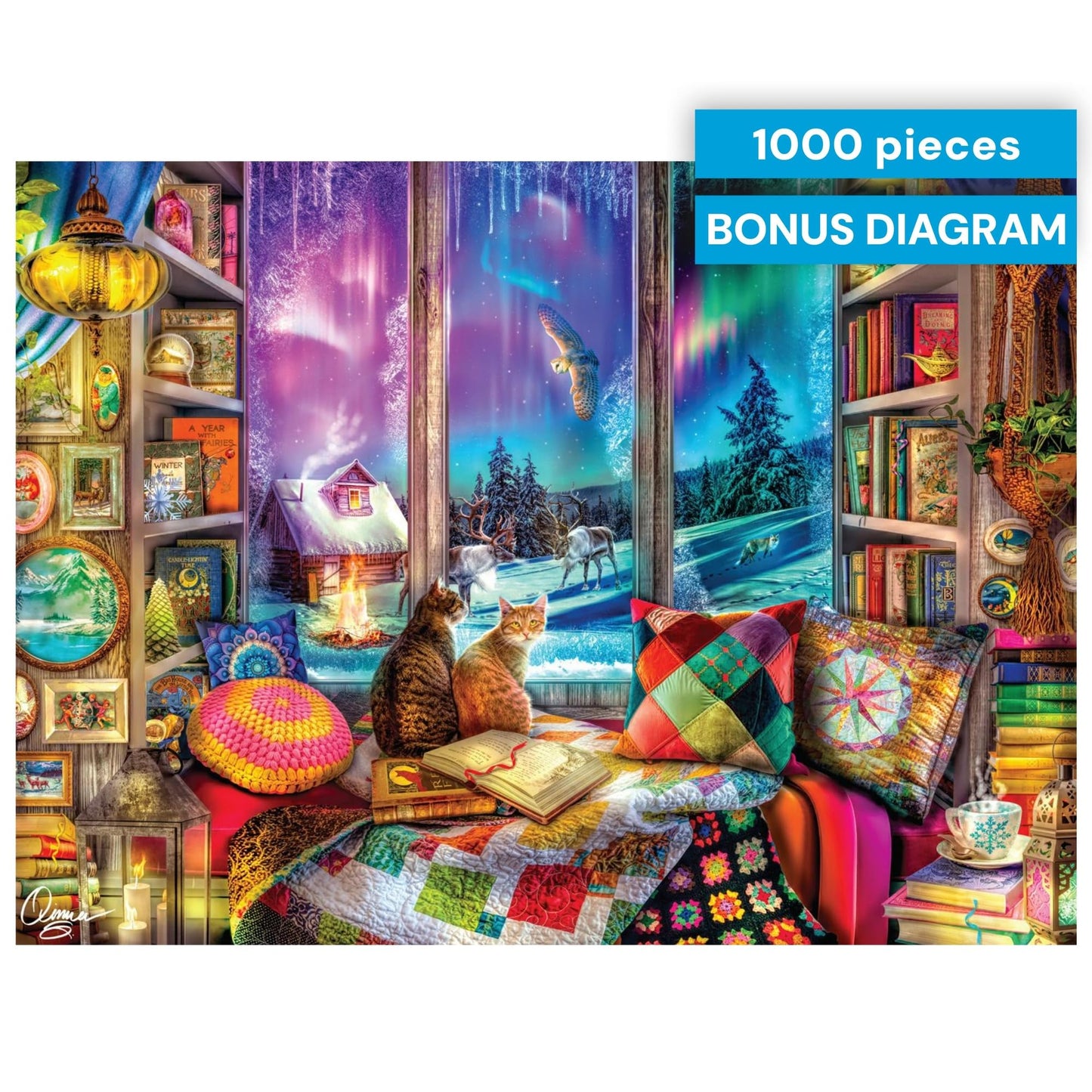 Buffalo Games Aimee Stewart Northern Lights Cats 1000-Piece Puzzle Made in USA