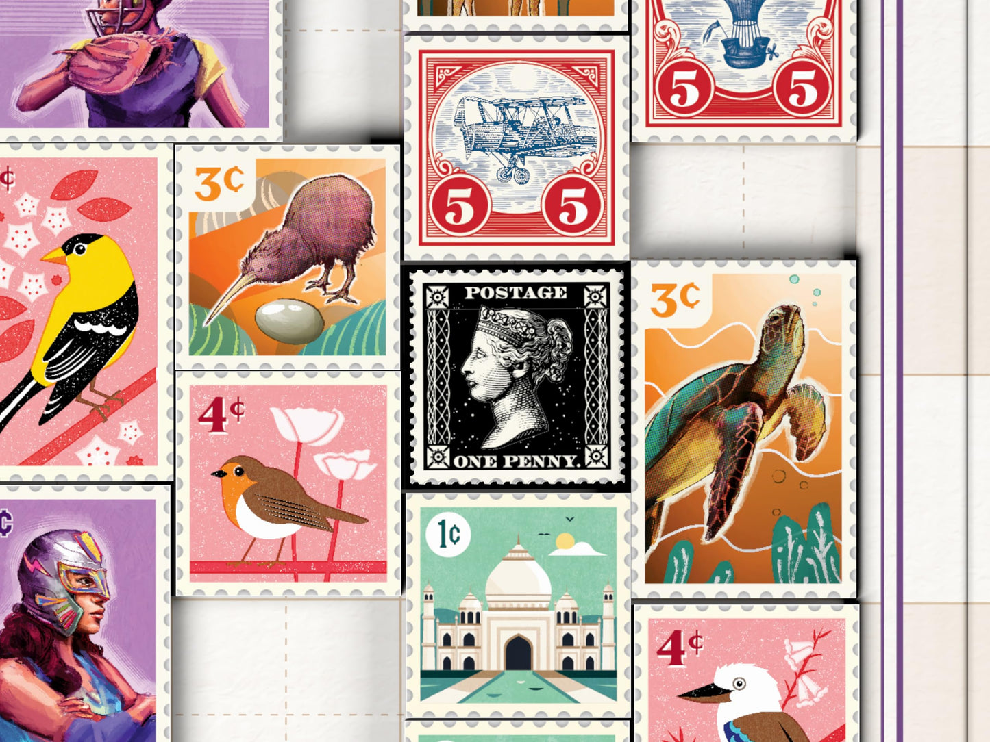 Buffalo Games Penny Black – Collect Stamps in a Family Night Board Game