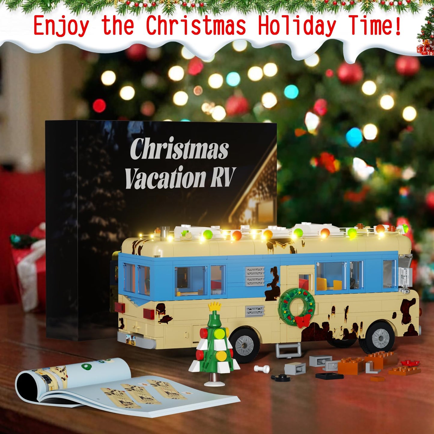 BUILDIFY Christmas Vacation RV Building Blocks – Eddie's Snow Camper Van 576PCS