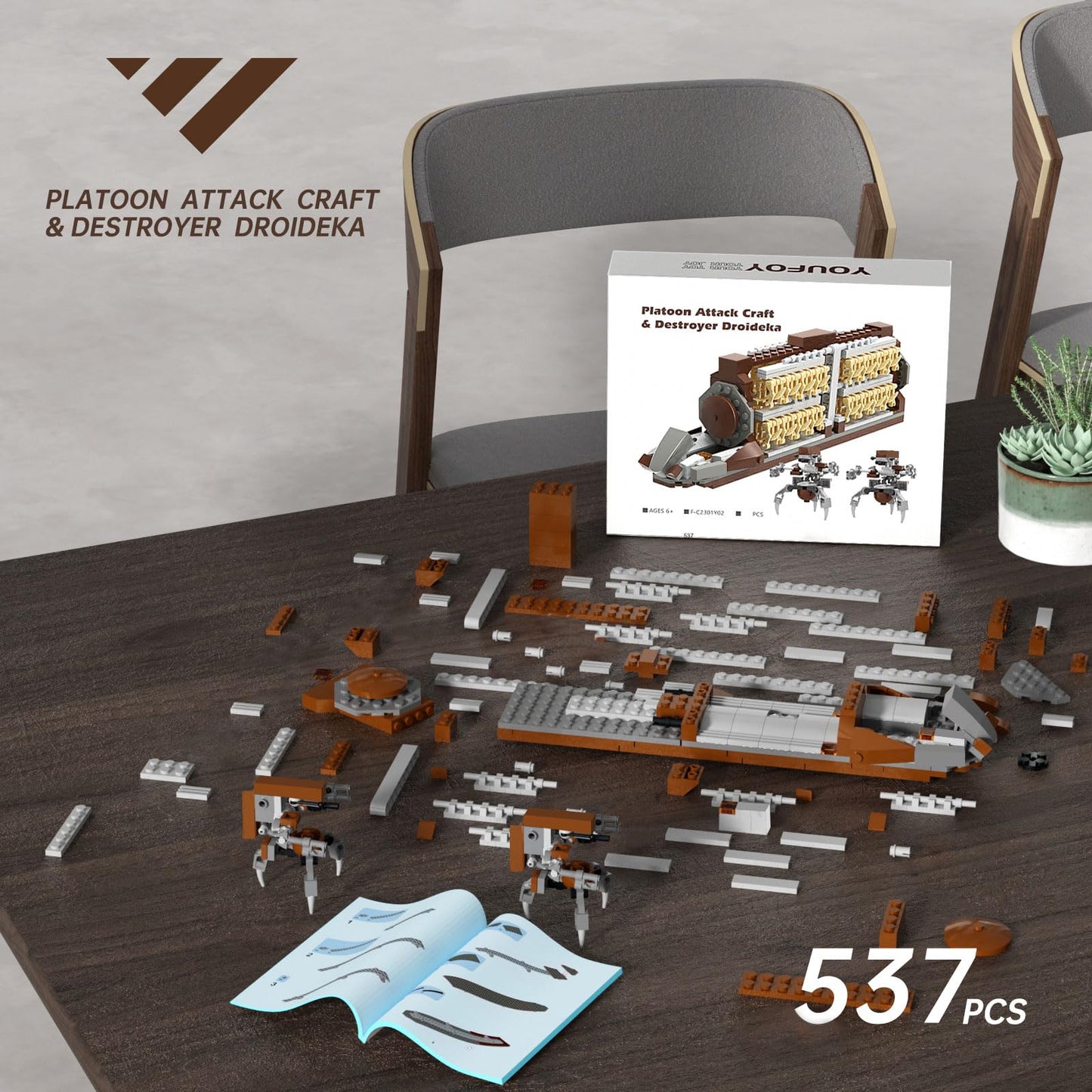 BuildingBoat Battle Army Clone Platoon Attack Craft – 32-Piece Kit + 2 Droidekas
