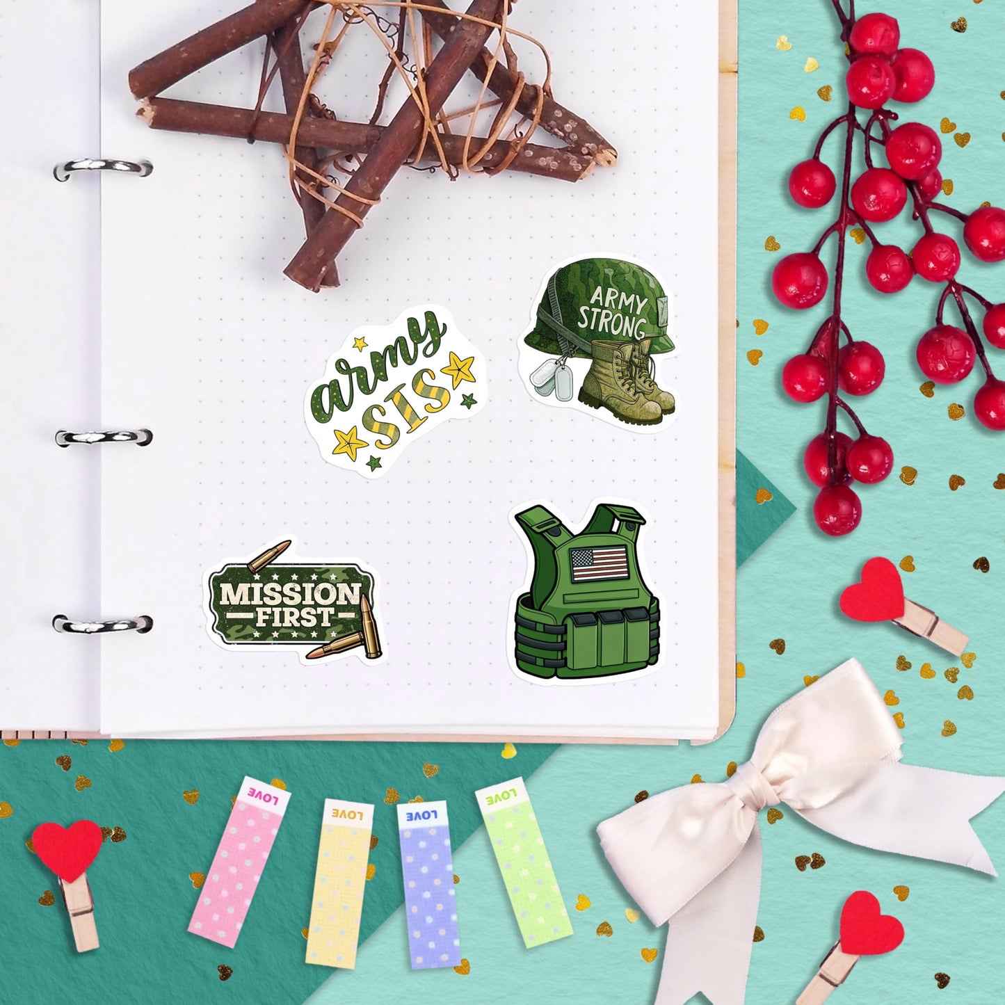 BulbaCraft 100Pcs Funny Army Stickers & Decals - Durable Military Laptop & Water Bottle Stickers | Gift for Women & Men