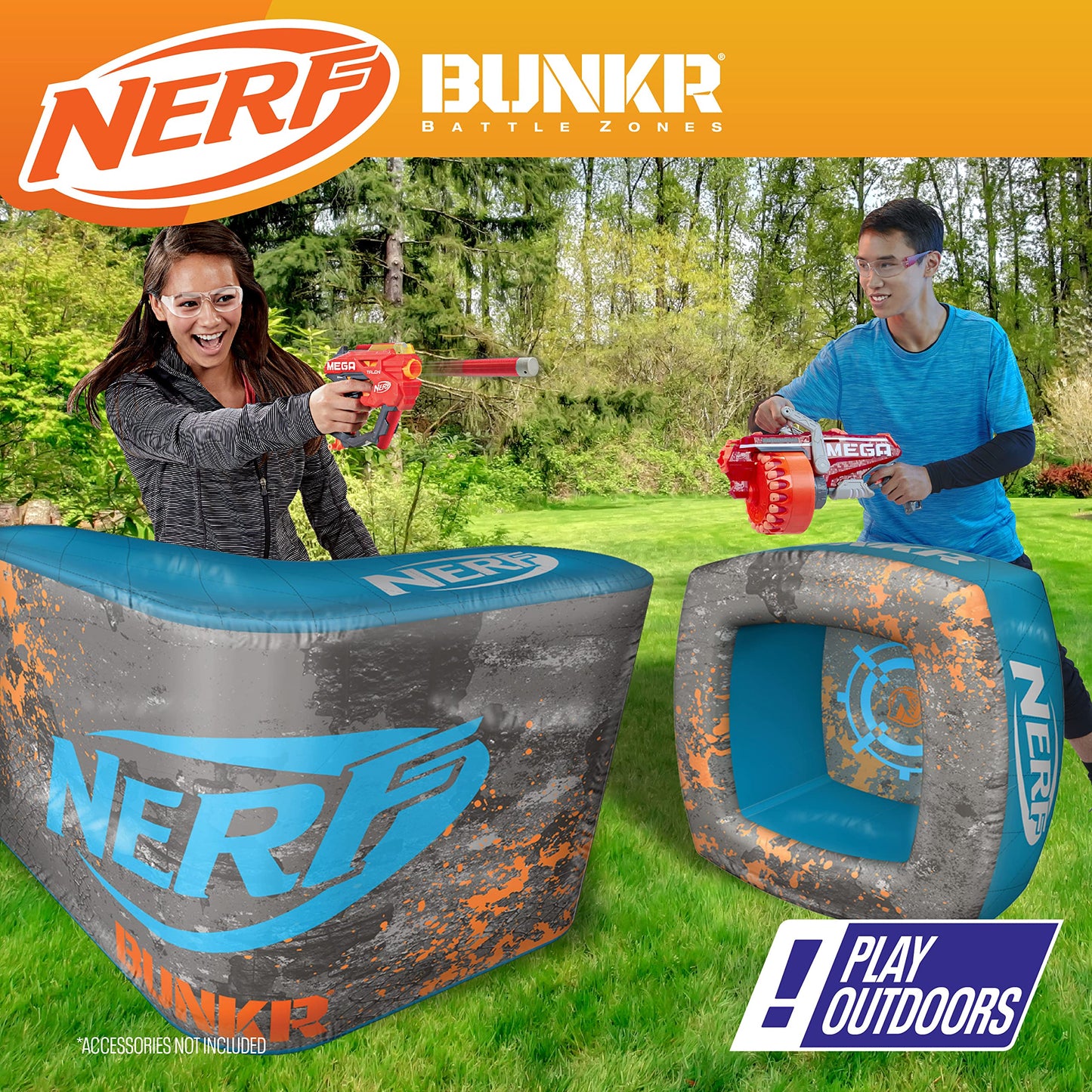 BUNKR Battle Zones NERF Switch Chair & Footrest – Inflatable Gaming Seat with Target