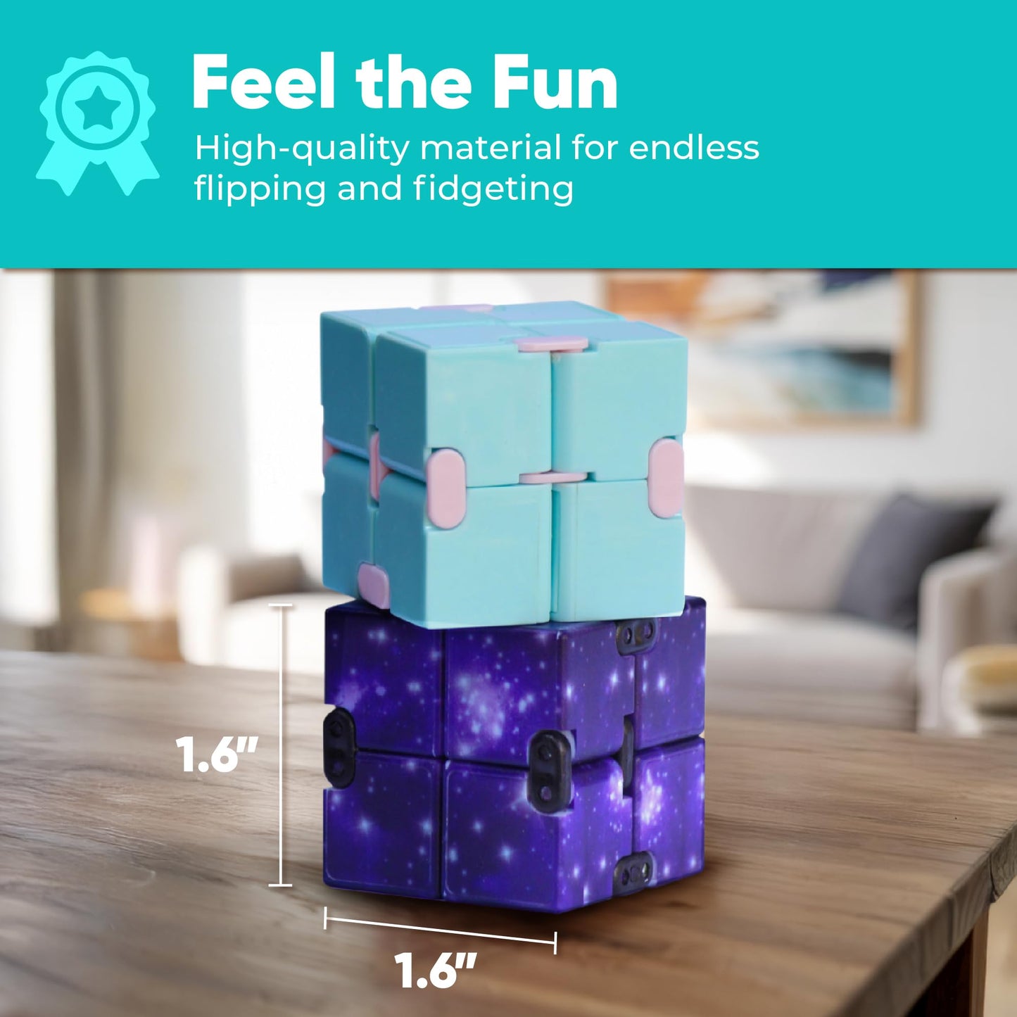 BUNMO 2 Pack Infinity Fidget Cube – Quiet Pocket Folding Desk Toy