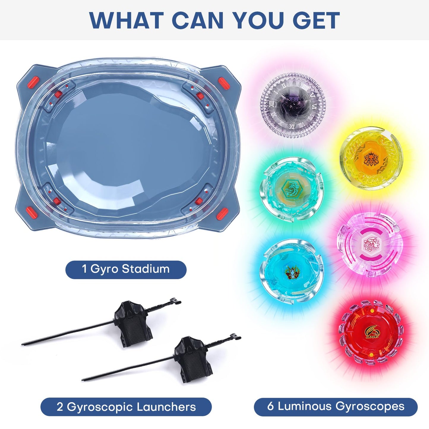 BUPASAK Light Ignite Spinning Tops Battle Set – Glow Tops, Stadium & 2 Launchers | Amazon Exclusive