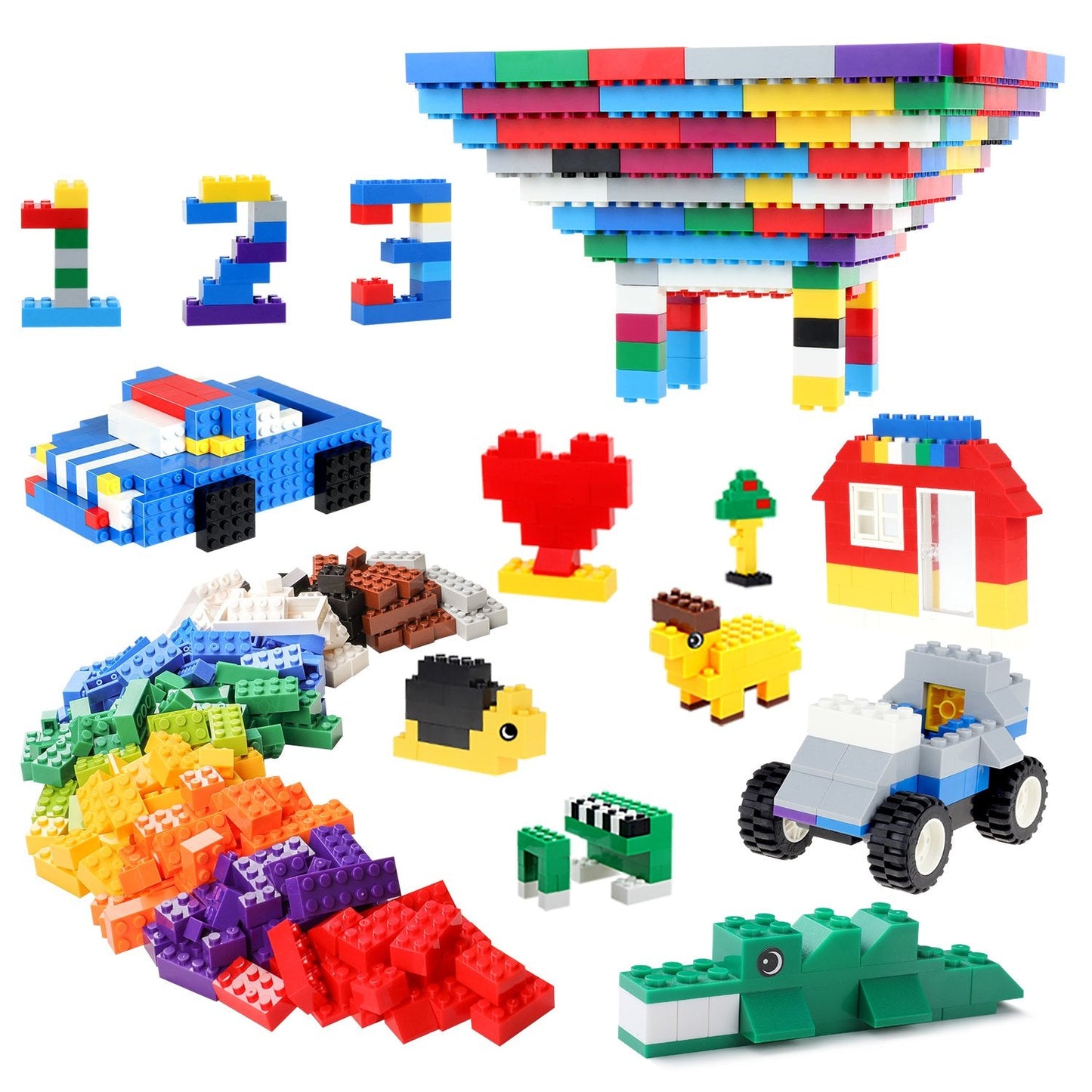 burgkidz Building Bricks 568 Pieces – STEM Toy Blocks with Wheels, Doors, Windows, Storage Box | 3+ Gift