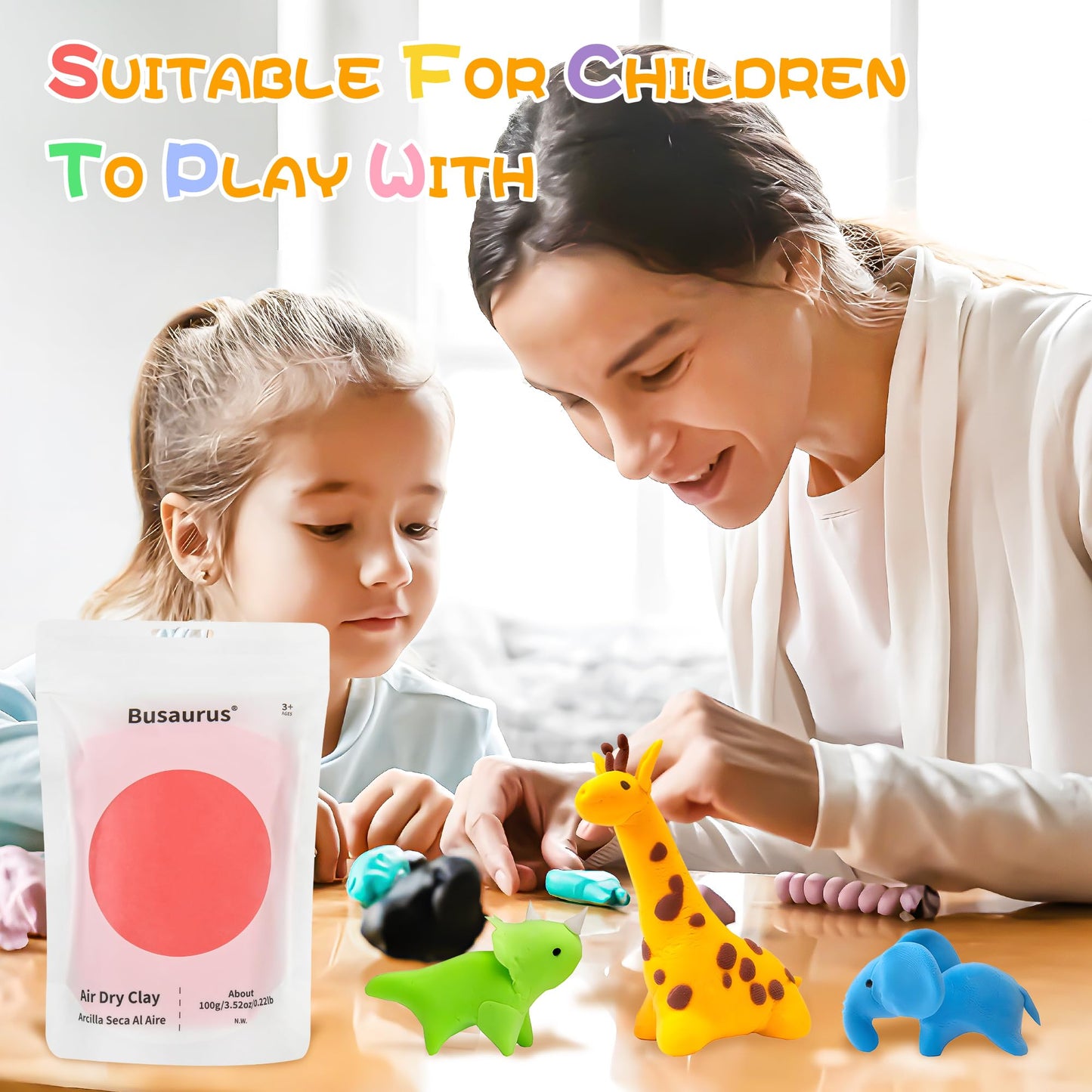 Busaurus 100g Pink Air Dry Foam Clay – Non-Toxic, Non-Sticky for Kids & Crafts