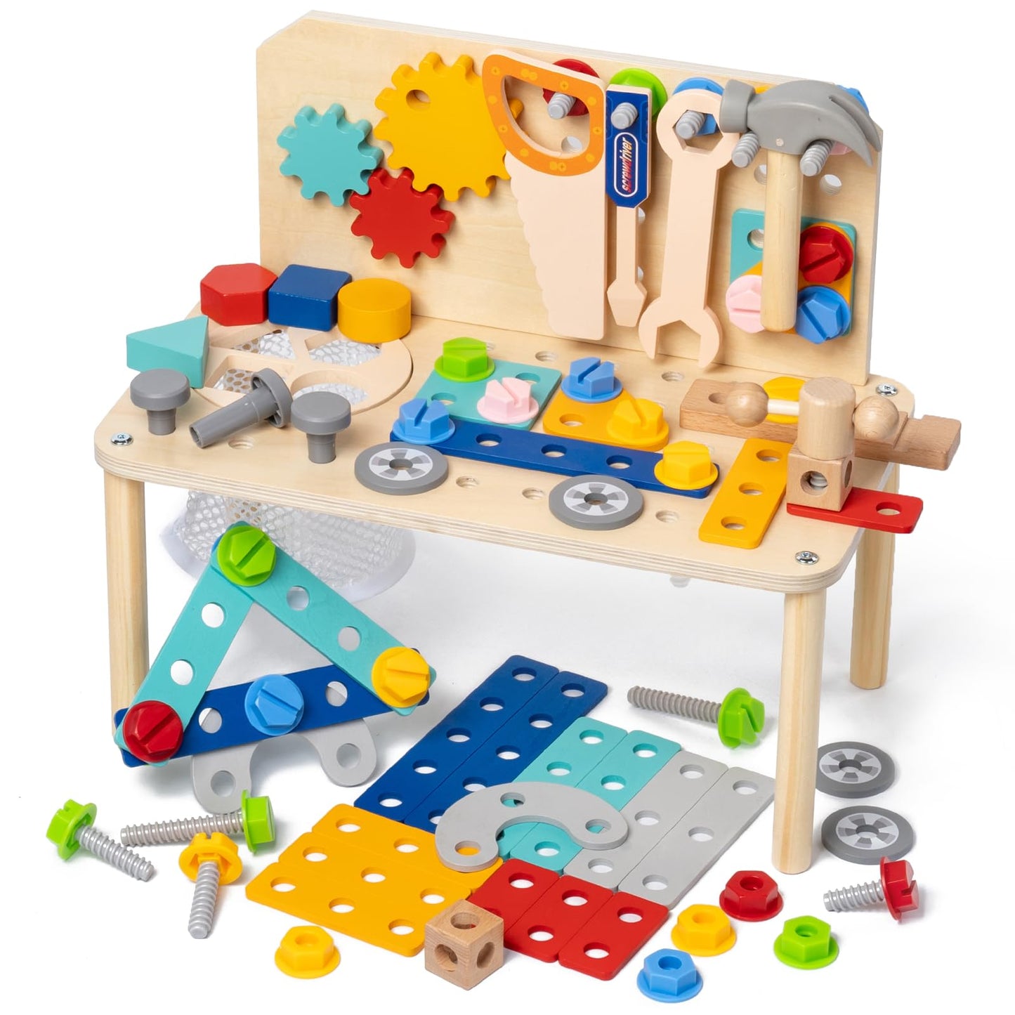 Busy Edition Kids Tool Set for Toddlers – 69 Pcs STEM Montessori Wood Bench