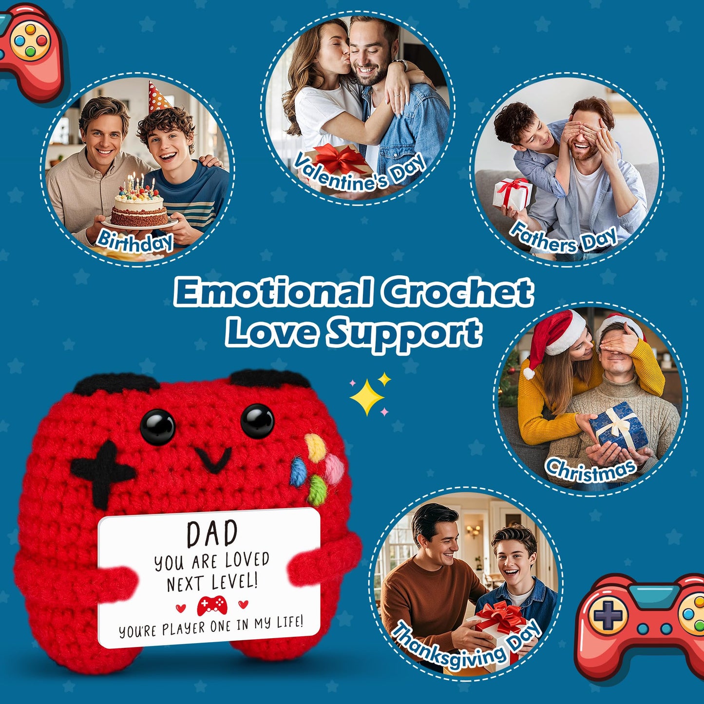 Busy Gaming Life Crochet Game Controller – Dad Gifts for Valentine’s Day, Father's Day & Birthday