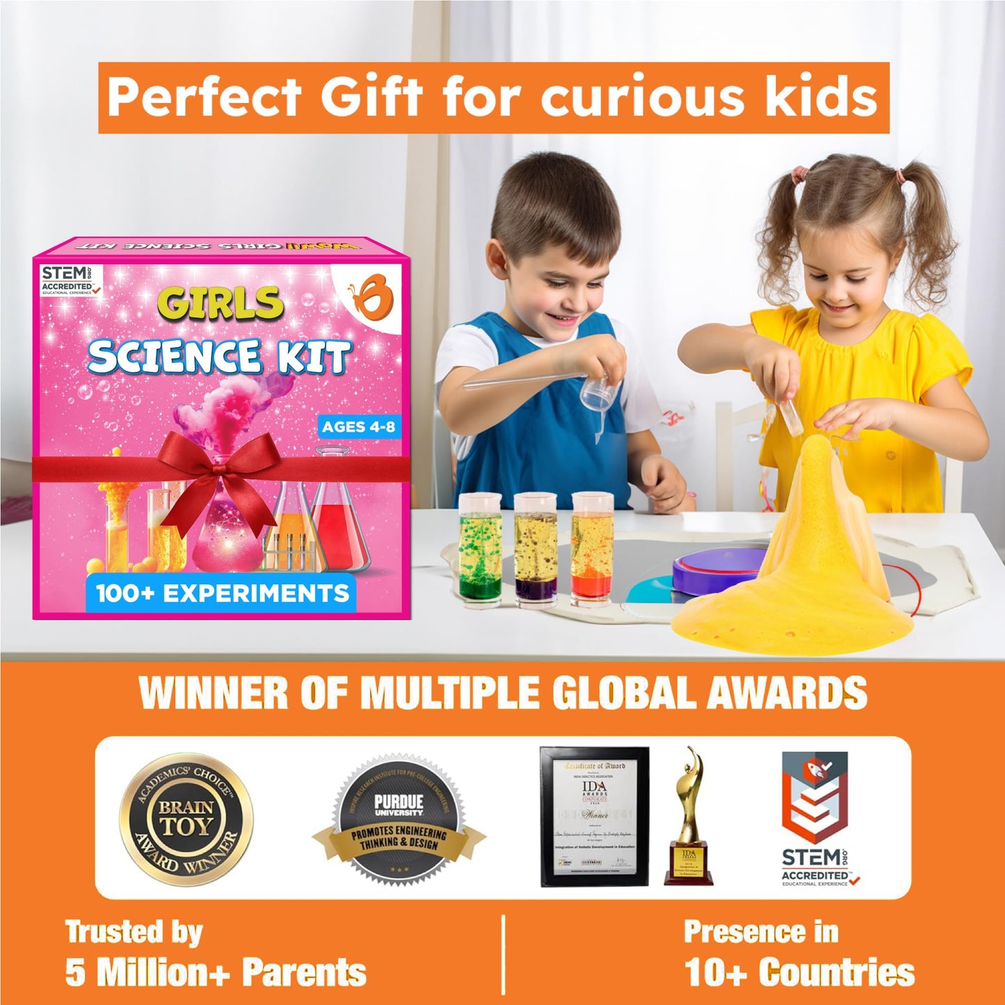 Butterfly EduFields Girls Science Kit | 100+ Experiments for Ages 4-8 | STEM Activities & Gift Ideas