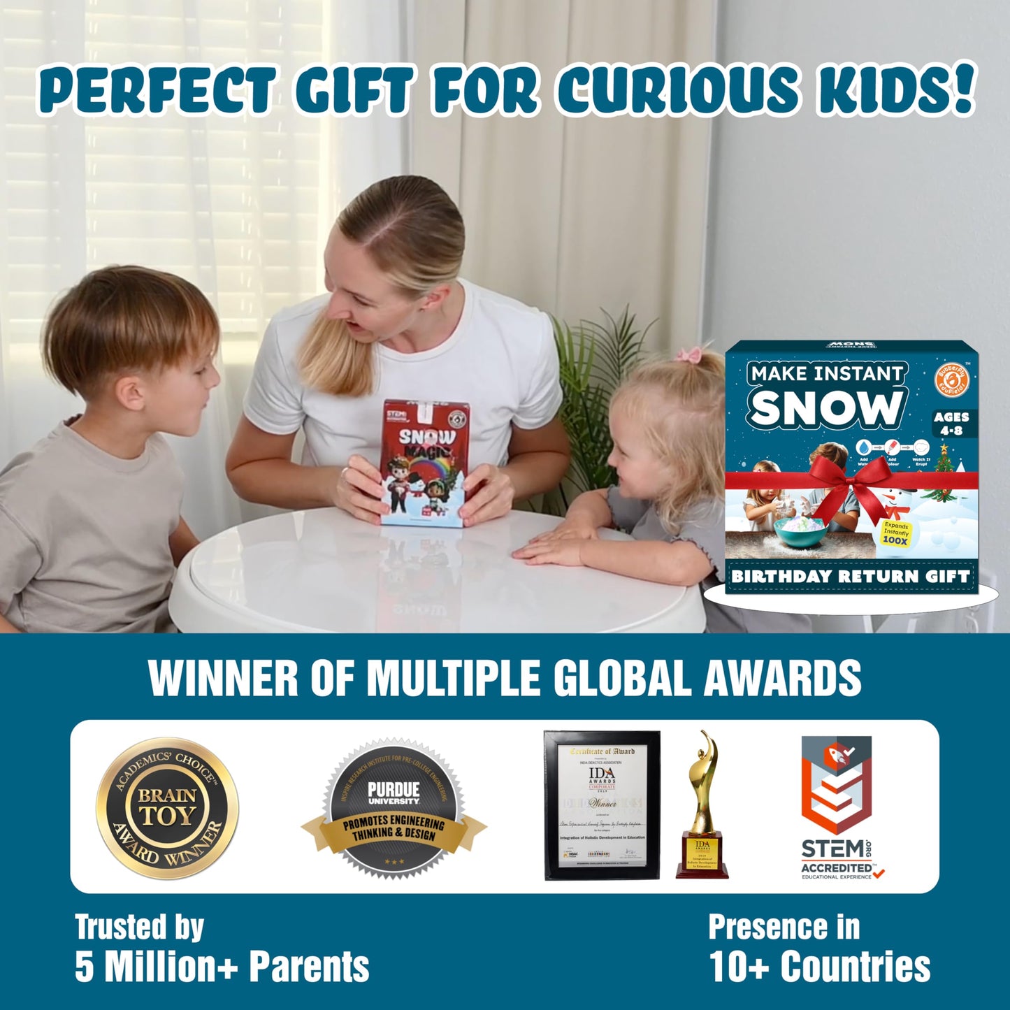 Butterfly EduFields Snow Magic Science Kit (Pack of 6) – Colorful Instant Snow for Kids 4–8, Safe, Reusable