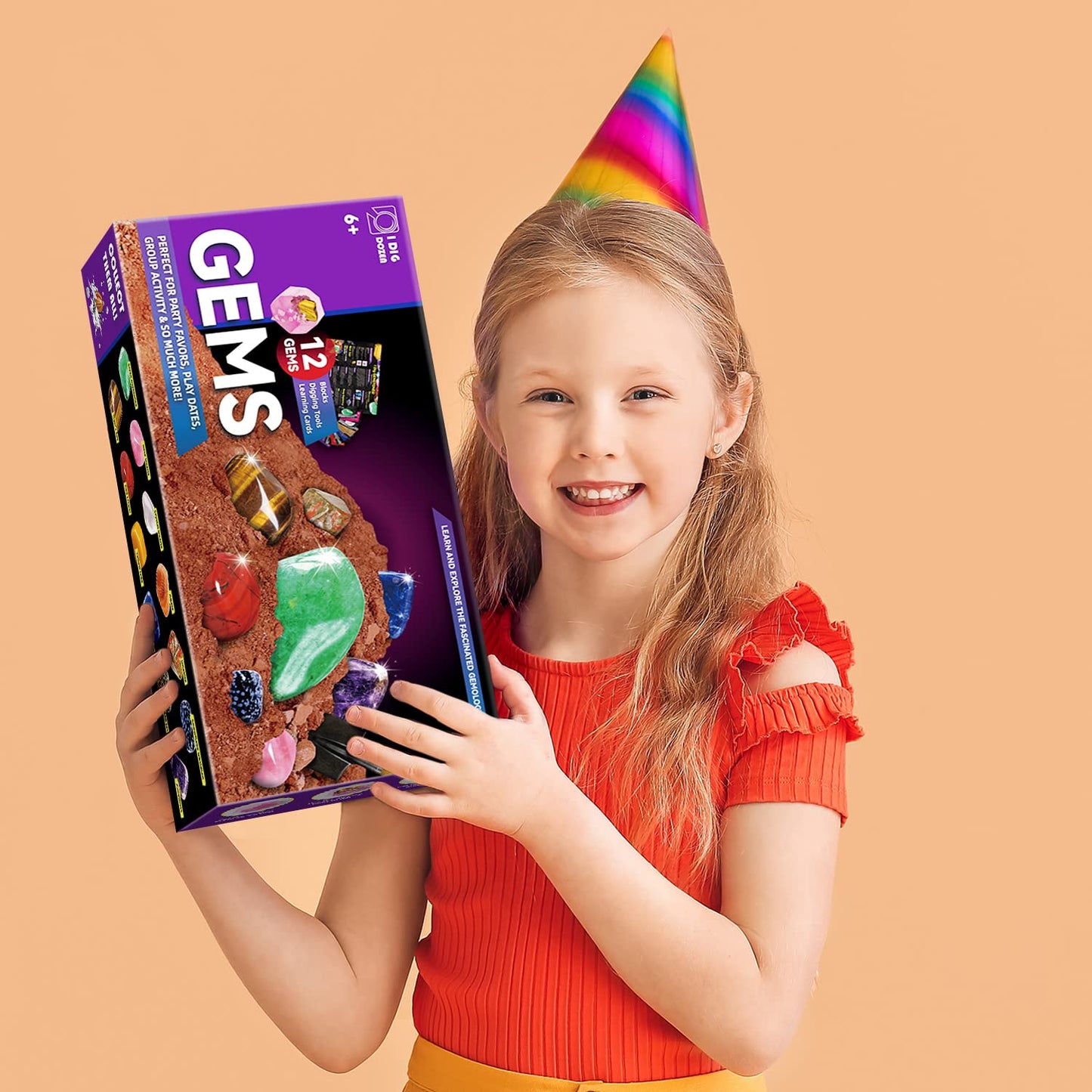 Byncceh Gamerside Gemstones Dig Kit — 12 Real Gems for Kids STEM & Archaeology