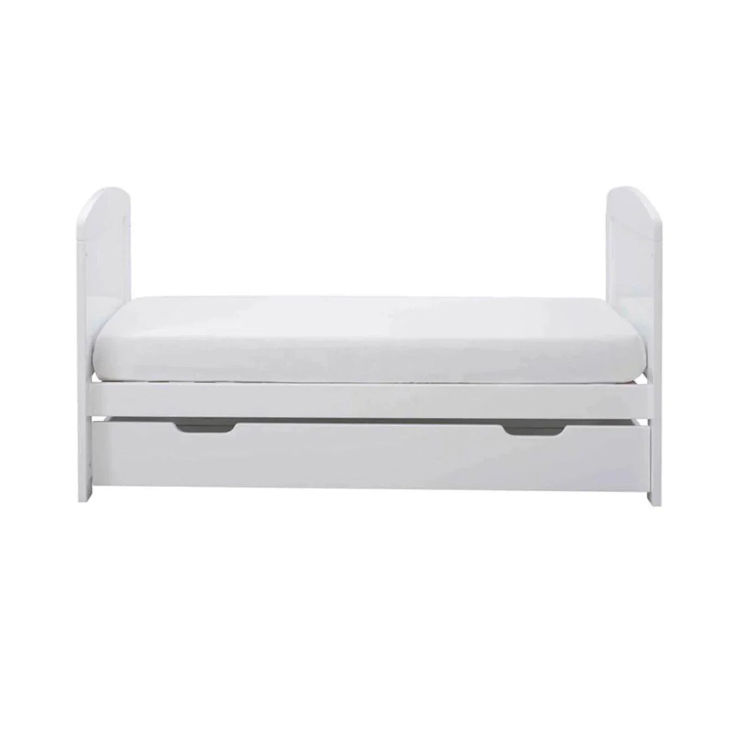 Ickle Bubba Coleby Mini Cot Bed & Under Drawer White - Premium Pocket Sprung Mattress