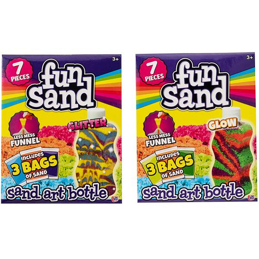 Children's 7 Piece Fun Sand Art Bottle Set with Glitter or Glow Theme