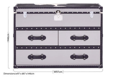 Black and White Cowhide Coffee Table with 3 Drawers and Leather Trim, Kensington Townhouse