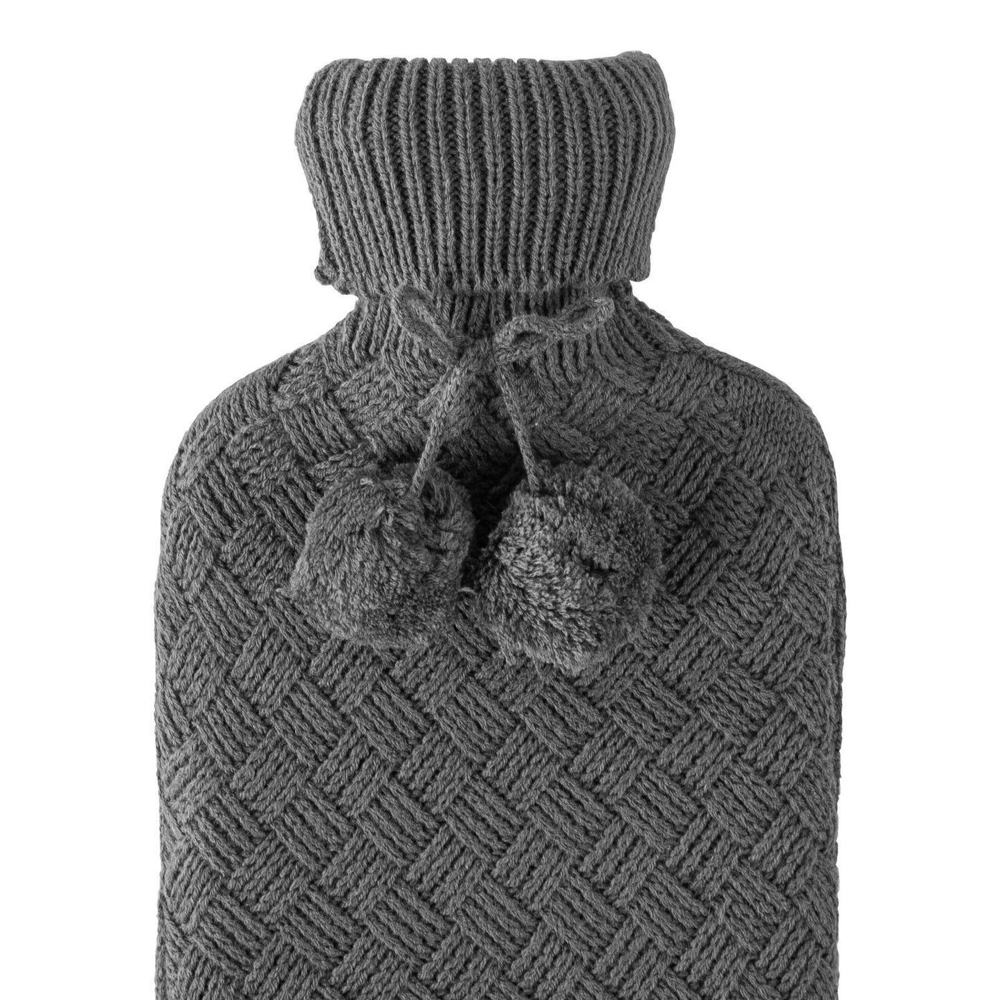 2L Pom Pom Knitted Hot Water Bottle & Cover Set