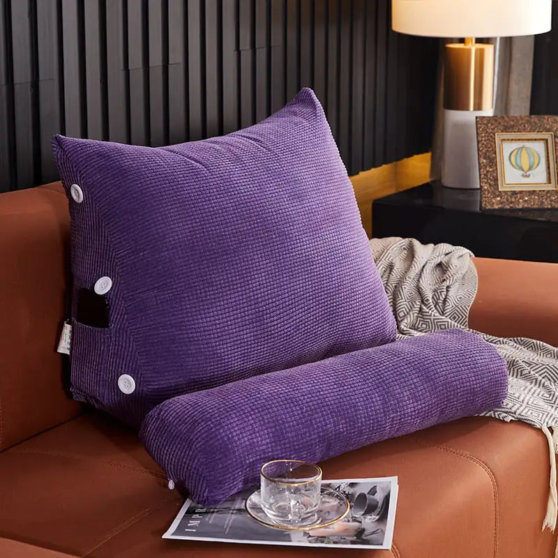 Lumbar Backrest Pillow – Plush Waist Cushion with Headrest for Bed & Sofa Support