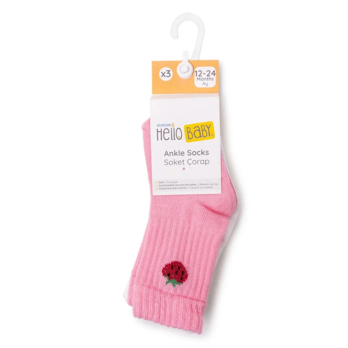 HelloBaby Girls 3-Pack Baby Socks Striped None - Pink