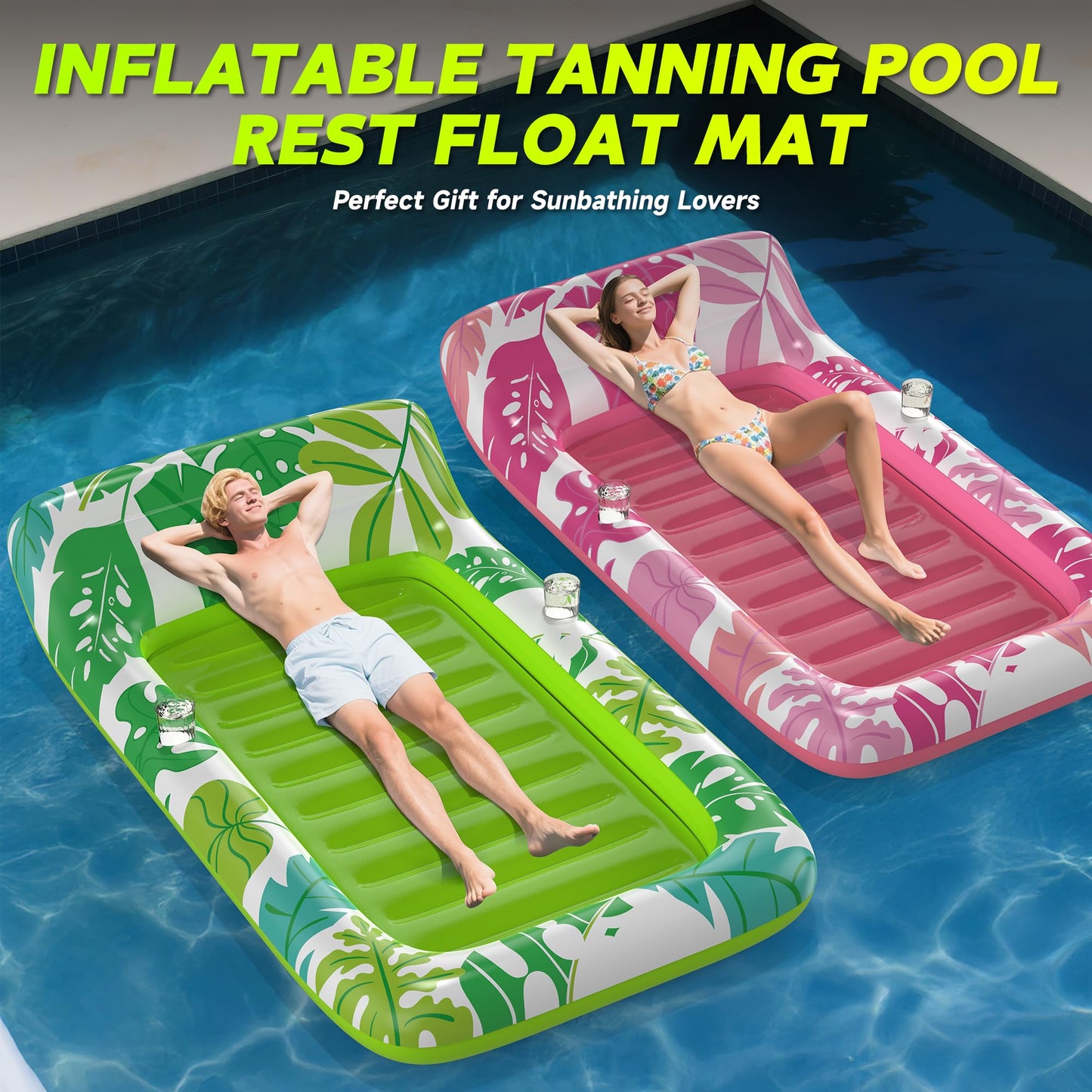 CACSPS 4-in-1 Inflatable Tanning Lounger Float for Adults