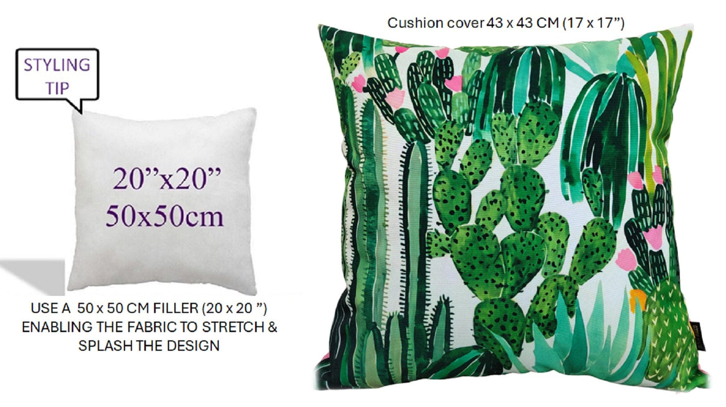 Cactus Waterproof Outdoor Cushions 43 x 43 cm Weather-Resistant Polyester for Patio Garden Bench Sofa Indoor Living Room Durable Stylish by OLIVIA ROCCO