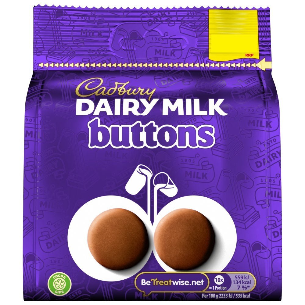 Cadbury Dairy Milk Buttons Chocolate Bag PMP 85g (Case of 10)