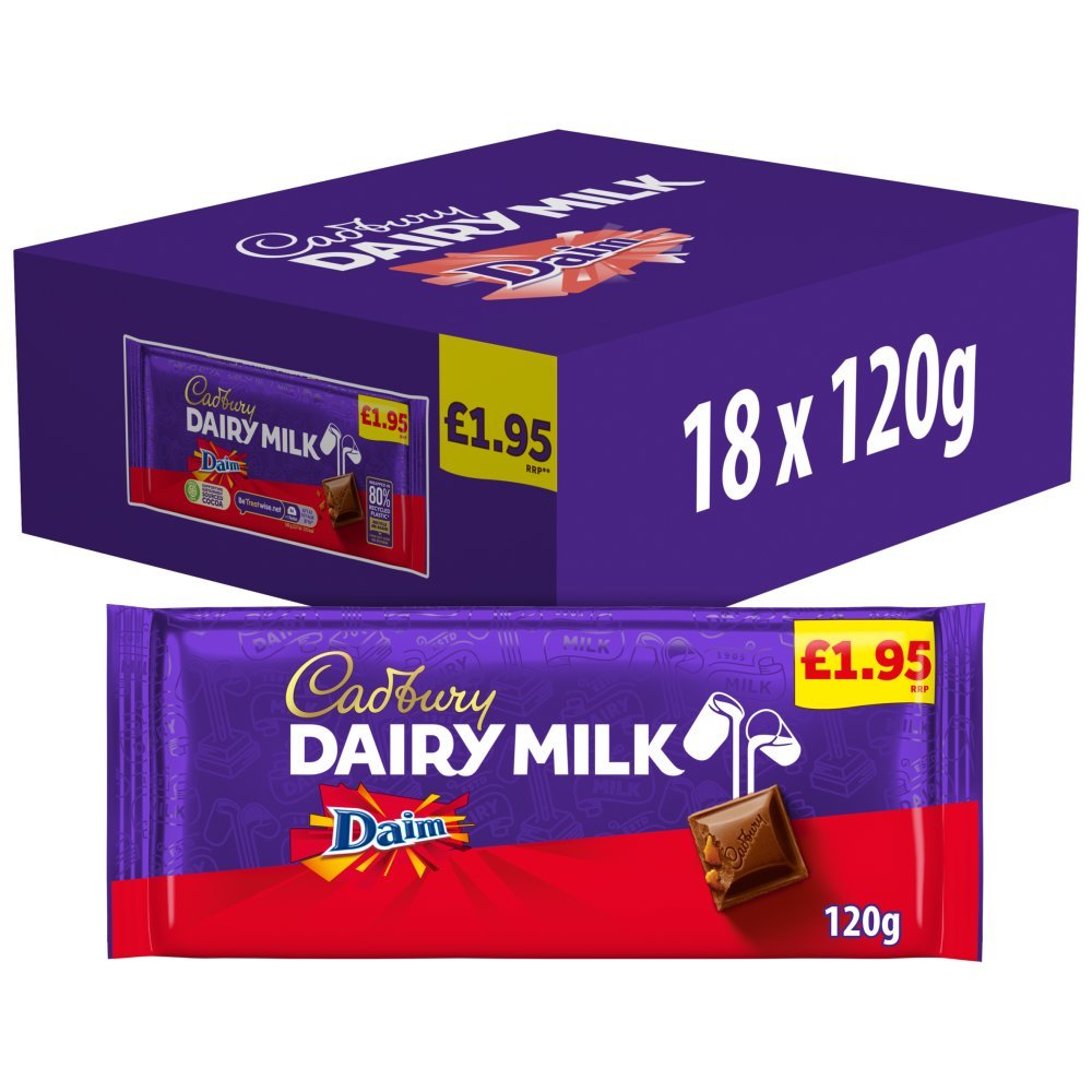 Cadbury Dairy Milk Daim Chocolate Bar 120g (Case of 18)