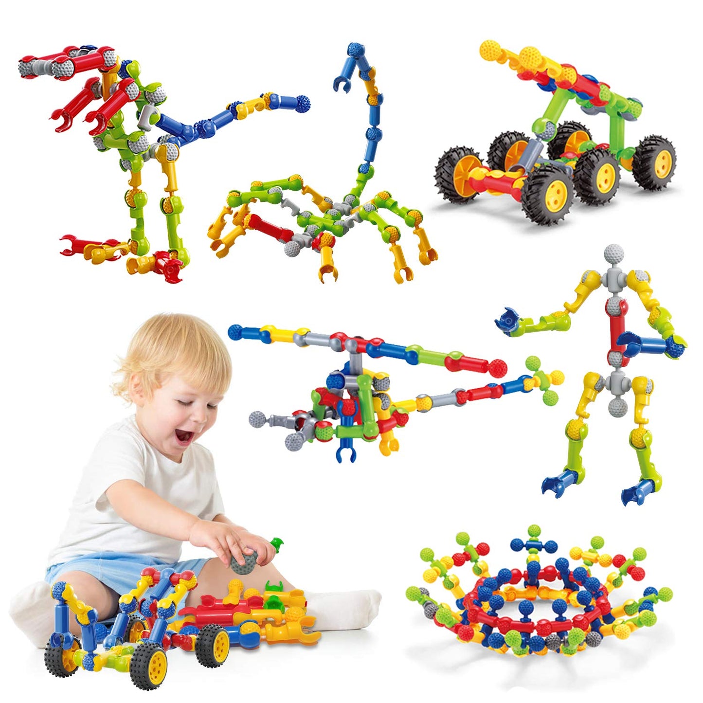 Caferria Kids Building Kit STEM Toys - 110 Pcs Construction Set for Ages 3-10