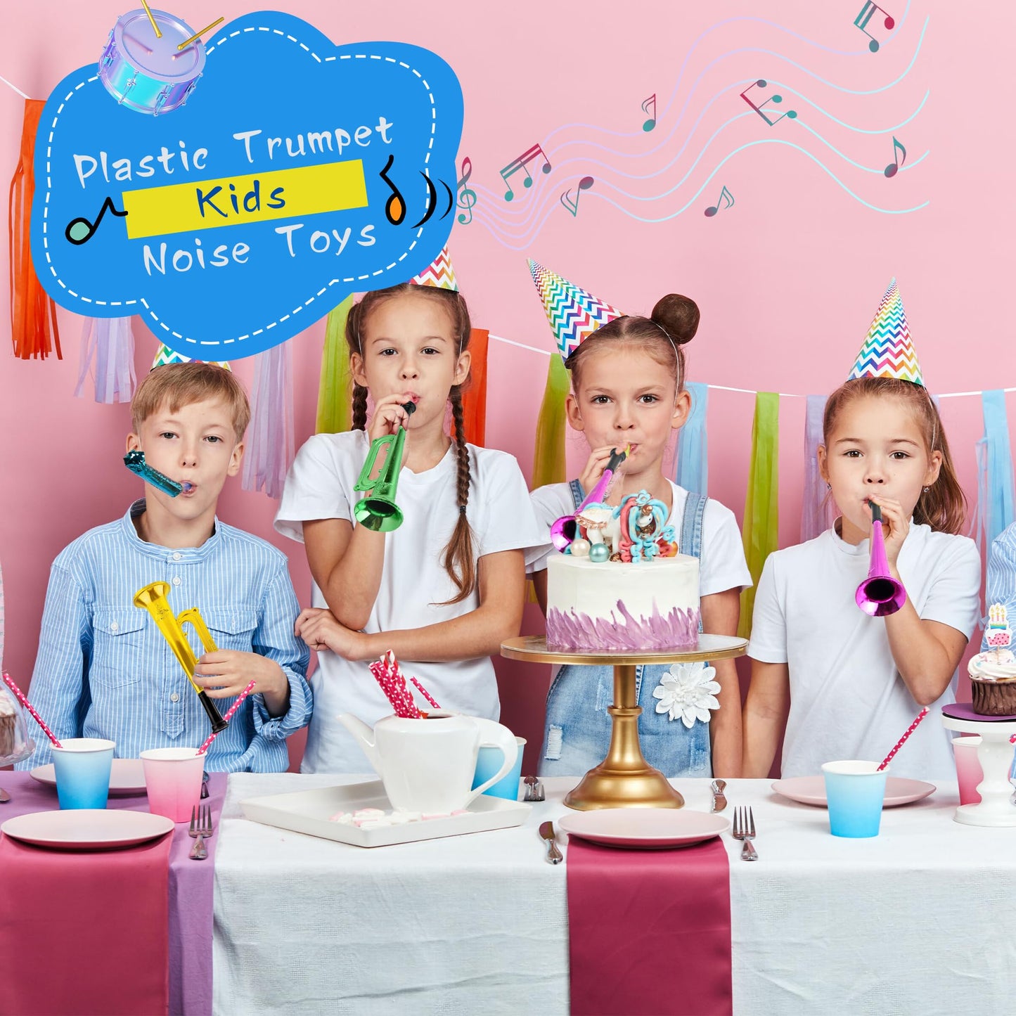 Cagemoga 18-Pack Kid Trumpet – 7-Inch Mini Trumpet Toys for Kids, Party Favors